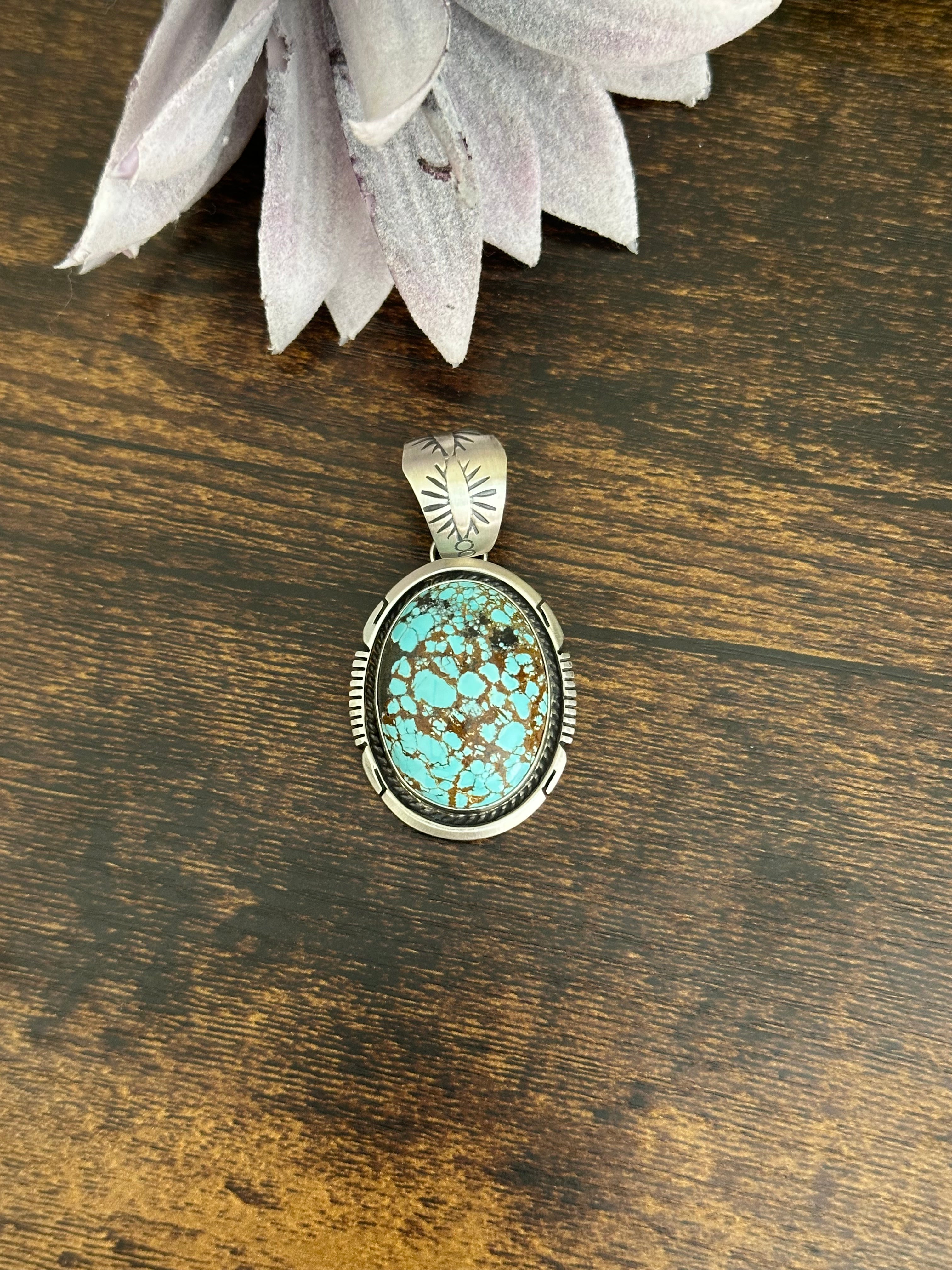 Alfred Martinez #8 Turquoise & Sterling Silver Pendant