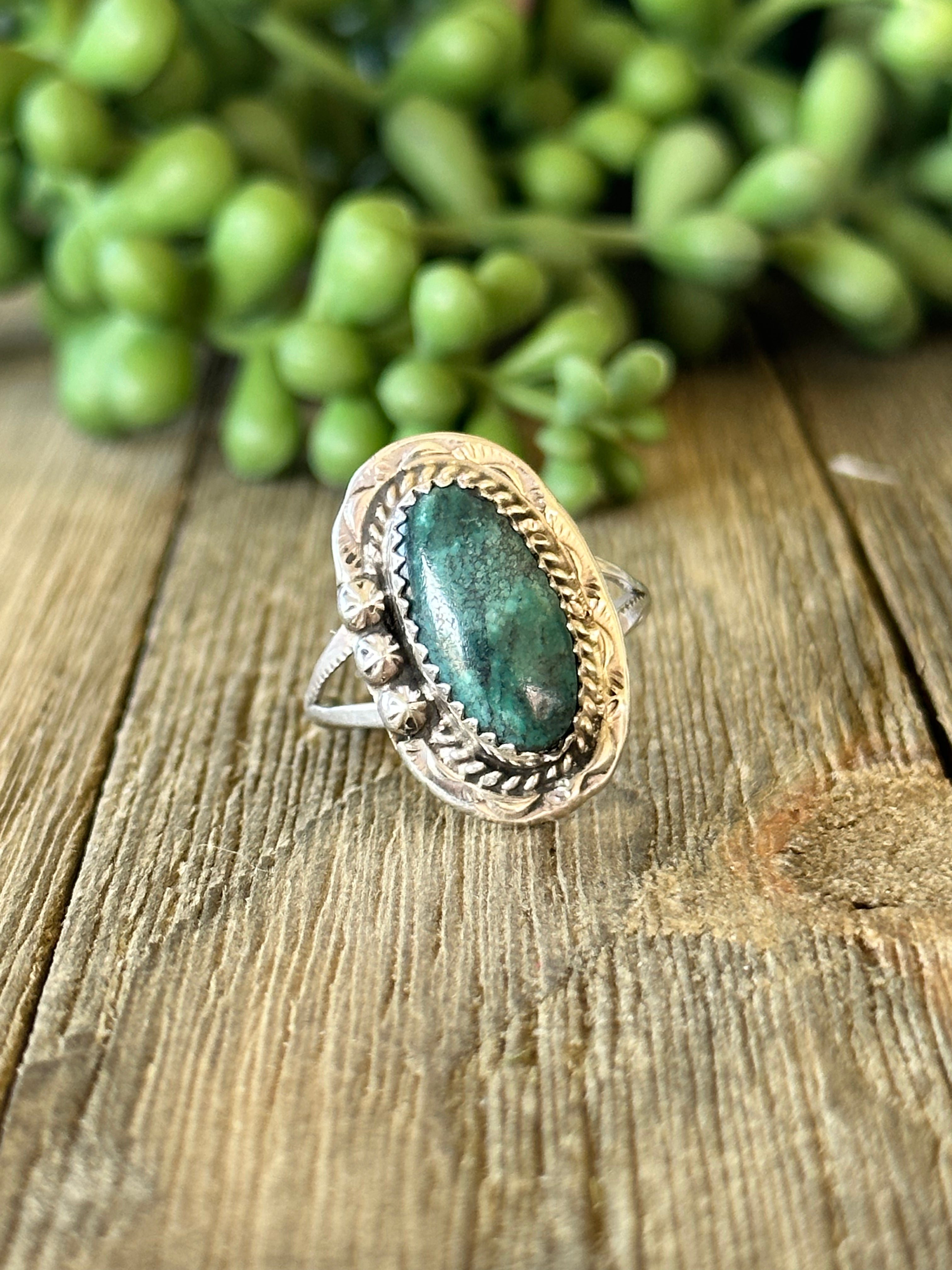 Navajo Made Thunder Mountain Turquoise & Sterling Silver Ring