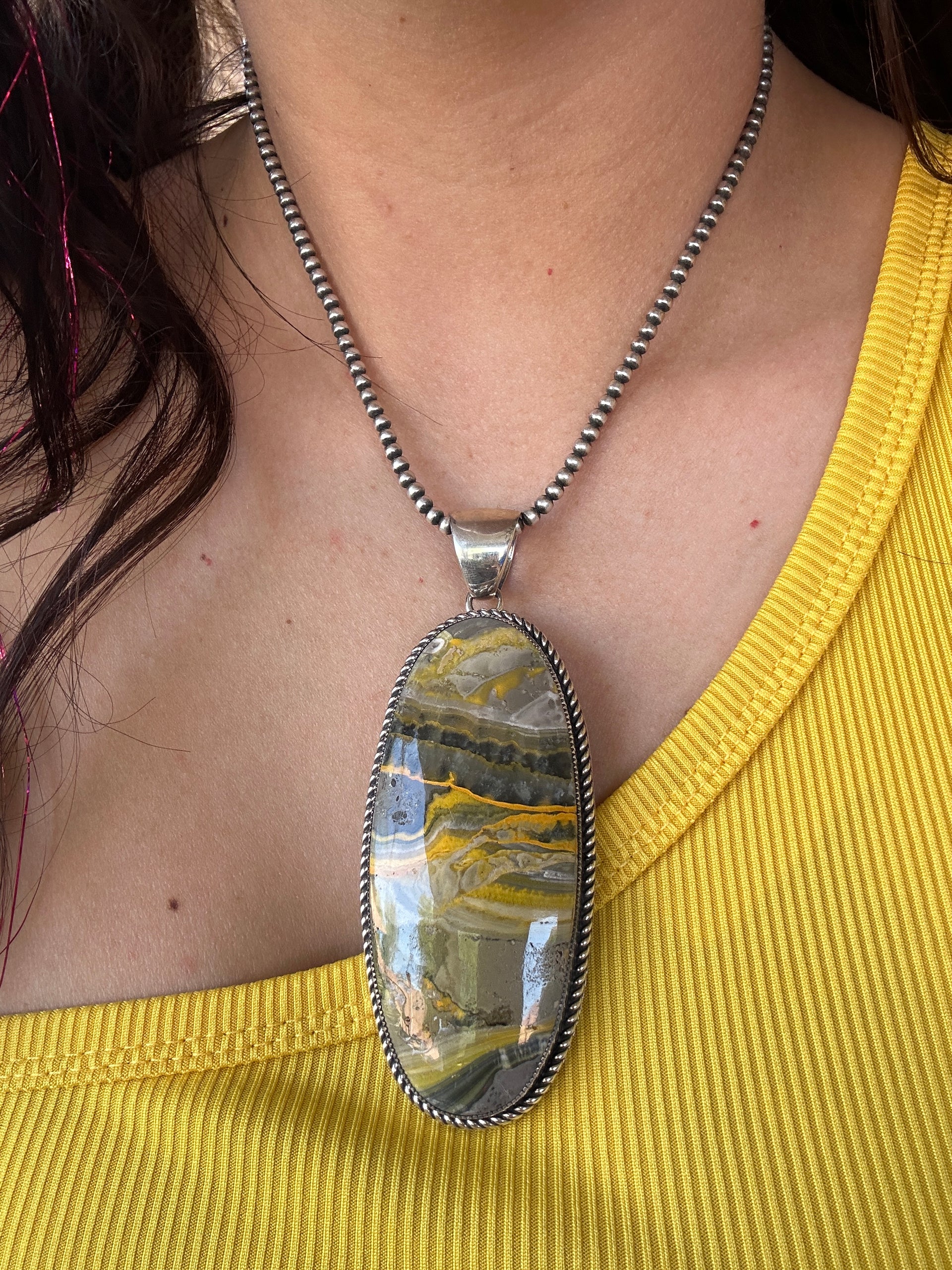 Larry Kaye Bb Agate & Sterling Silver Pendant