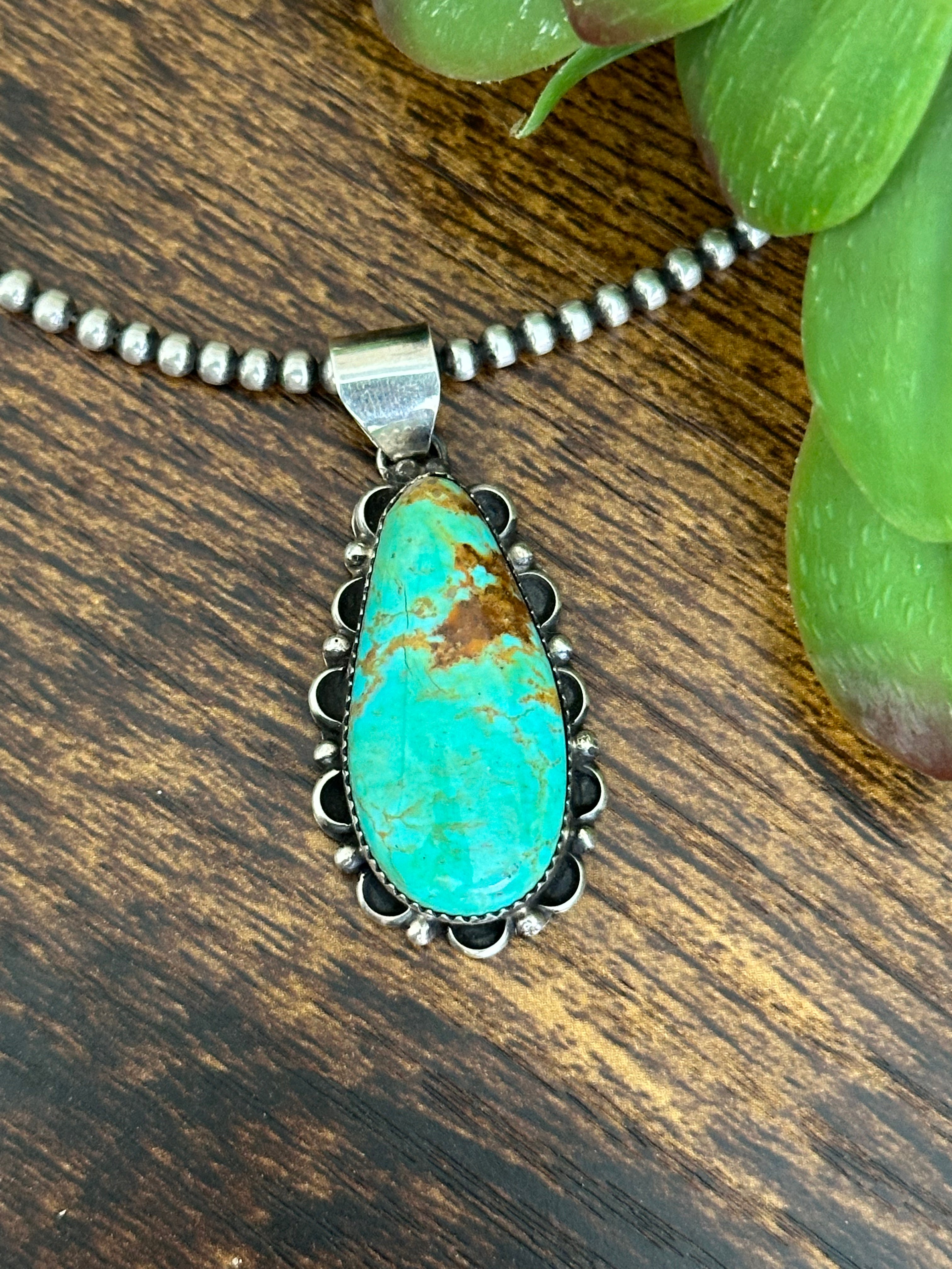 Fred Martinez Kingman Turquoise & Sterling Silver Pendant