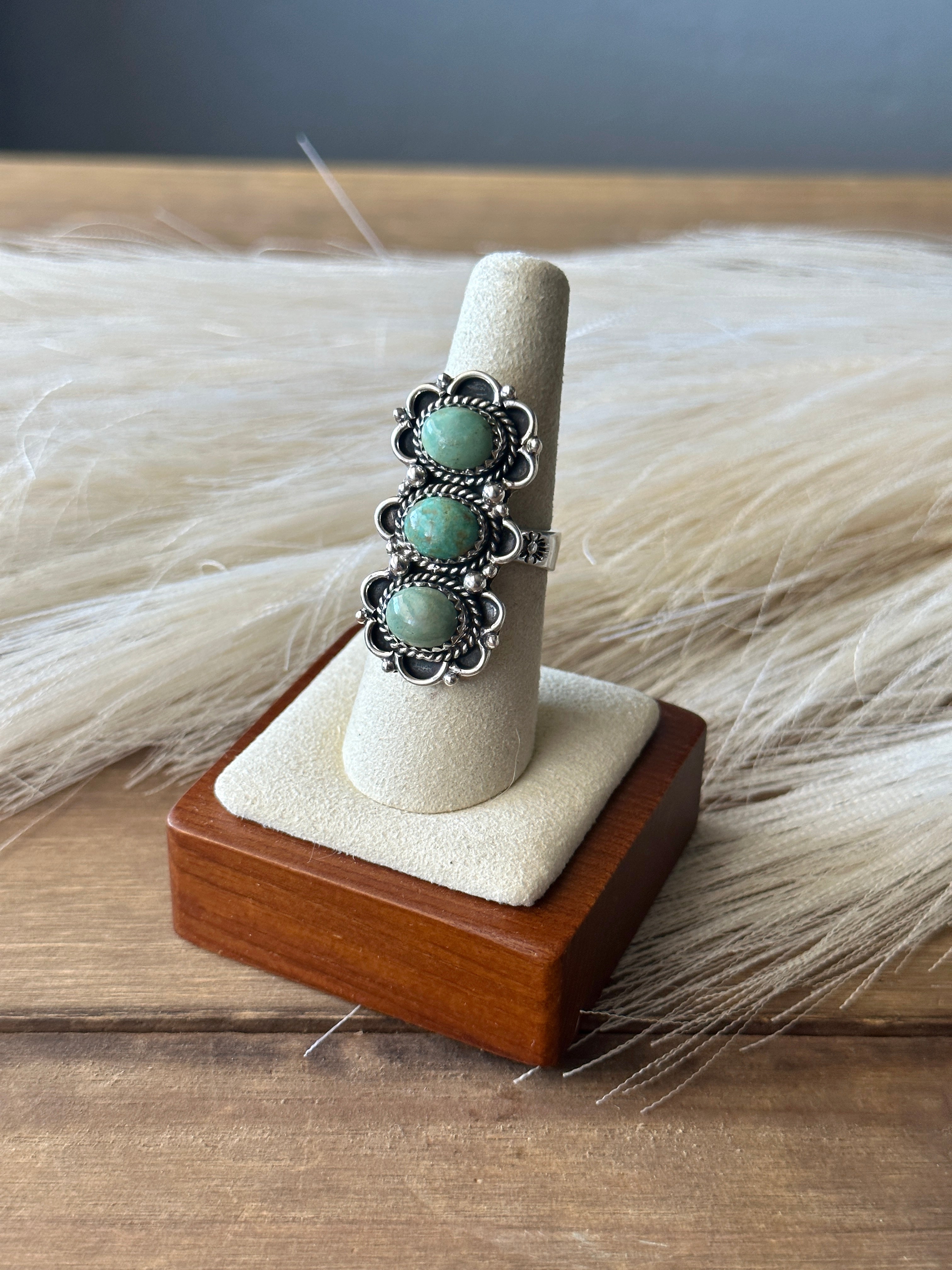 Southwest Handmade Kingman Turquoise & Sterling Silver Adjustable Ring