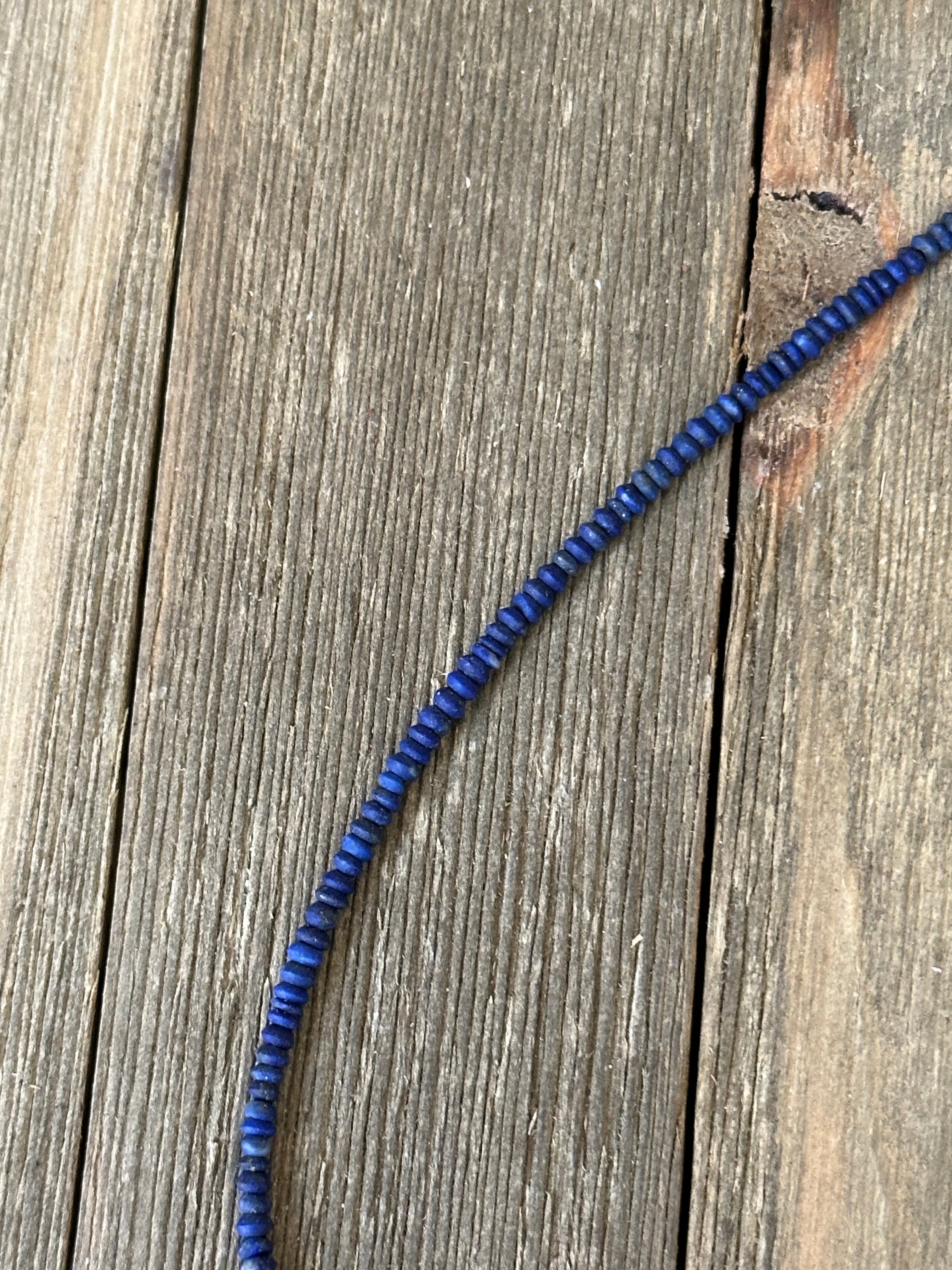 Navajo Strung Lapis & Sterling Silver Pearls Beaded Necklace