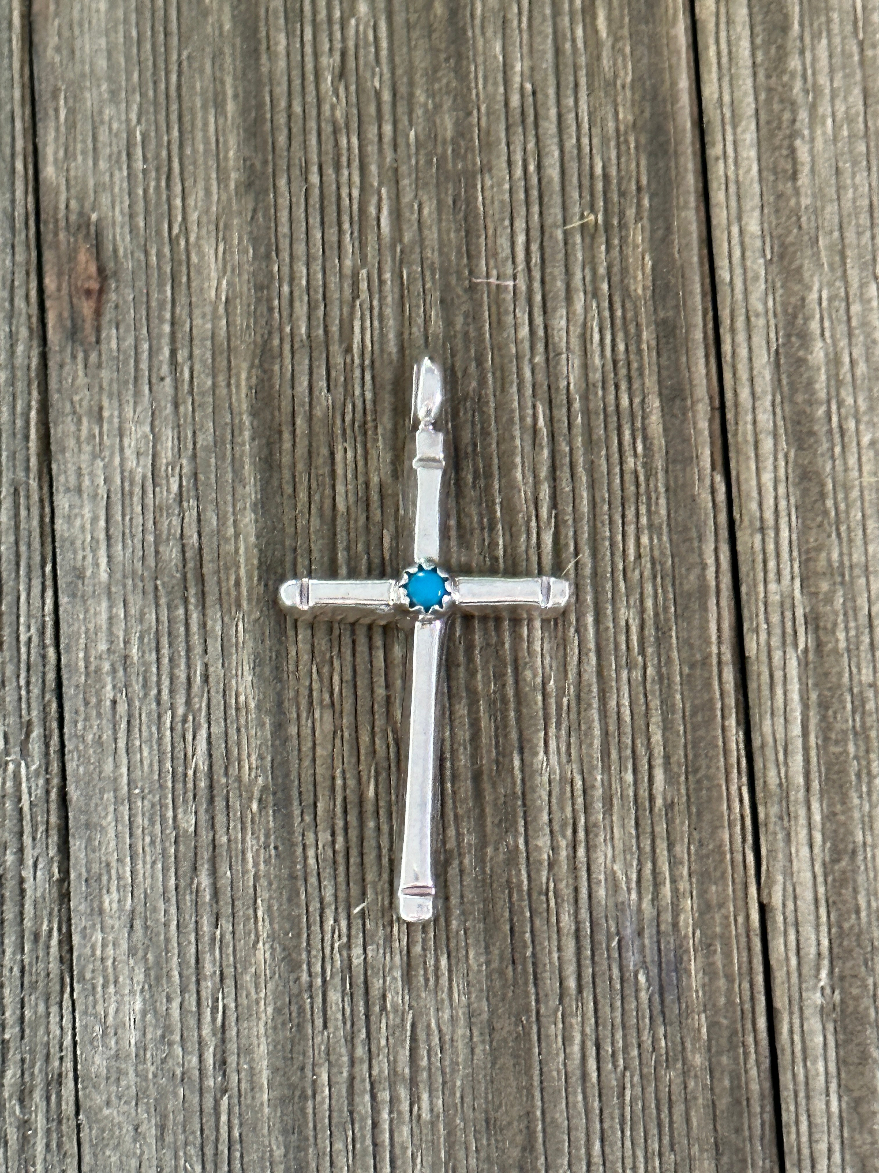 Navajo Made Sterling Silver Cross Pendant