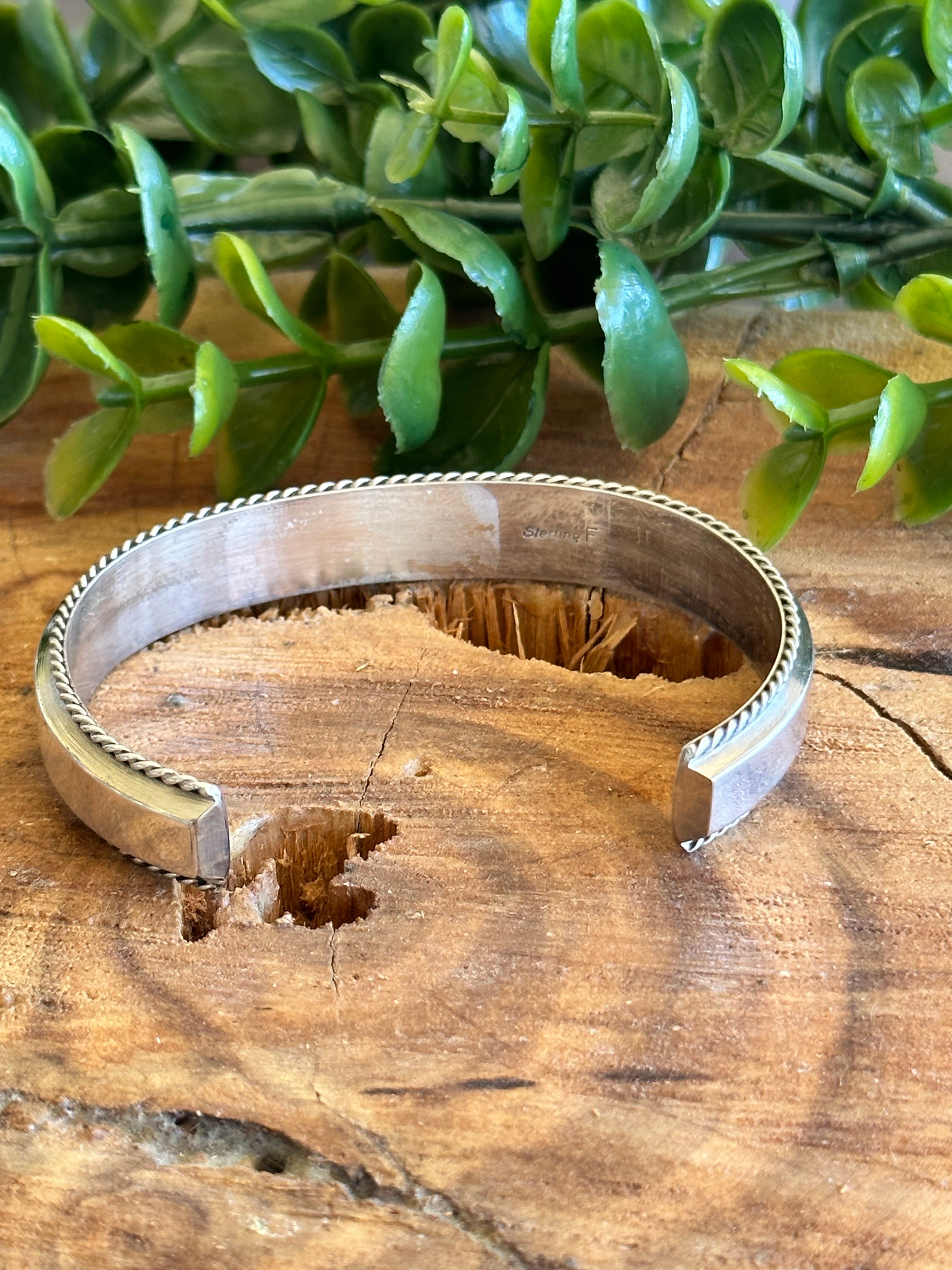 Francis Yazzie Opal (Man Made) & Sterling Silver Inlay Cuff Bracelet