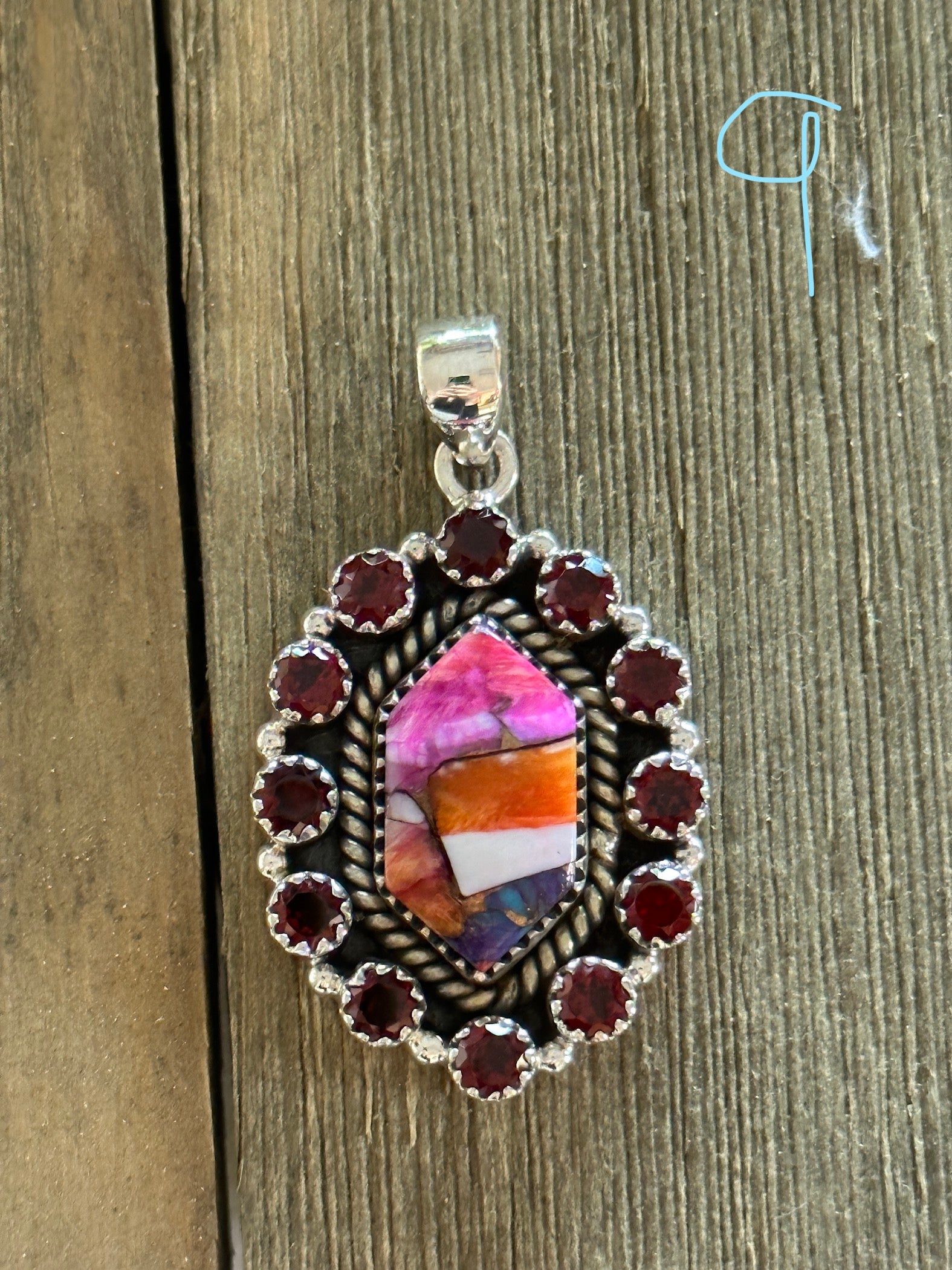 Southwest Made Multi Stone & Sterling Silver Pendant