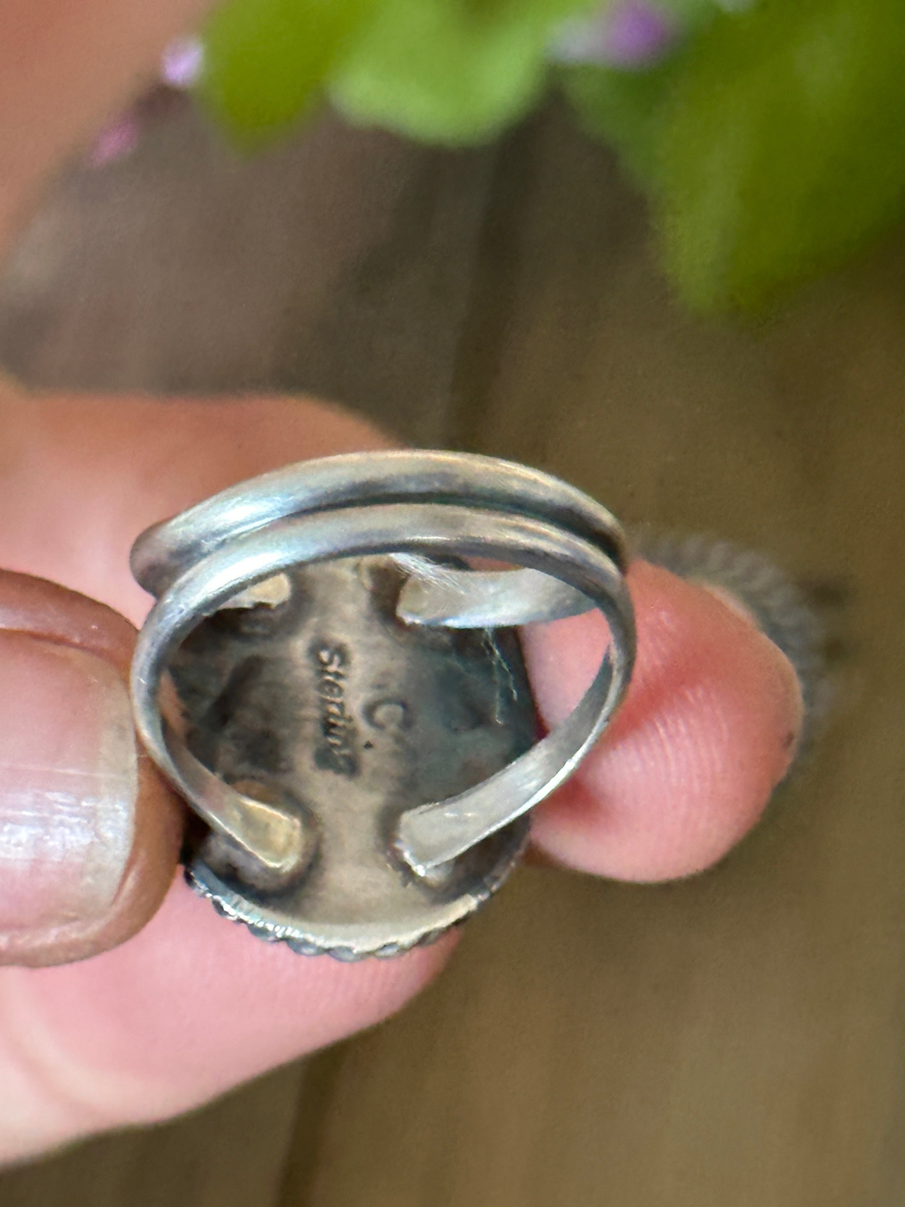 Navajo Made Pink Conch & Sterling Silver Ring