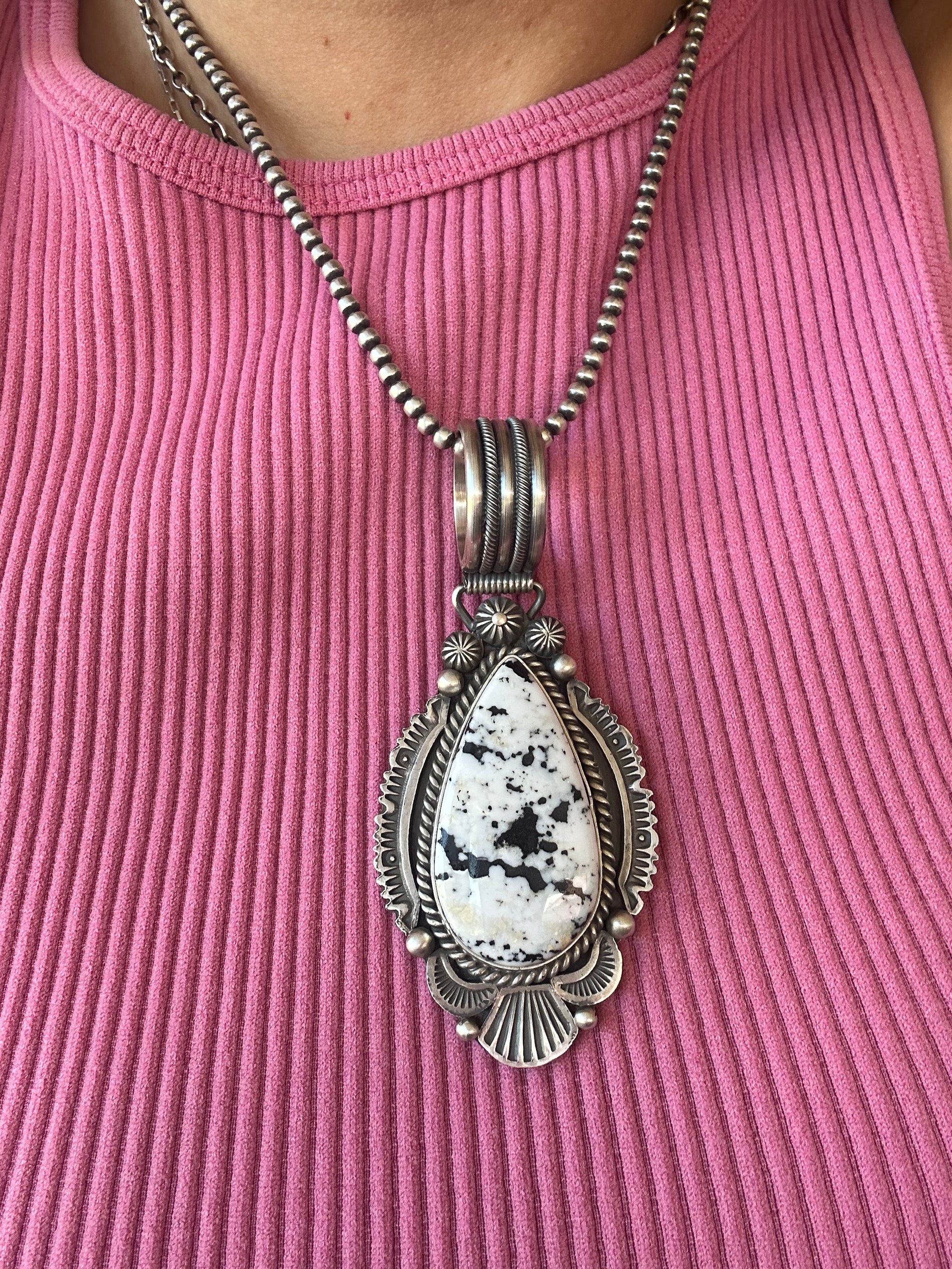 Mike Calladito White Buffalo & Sterling Silver Pendant