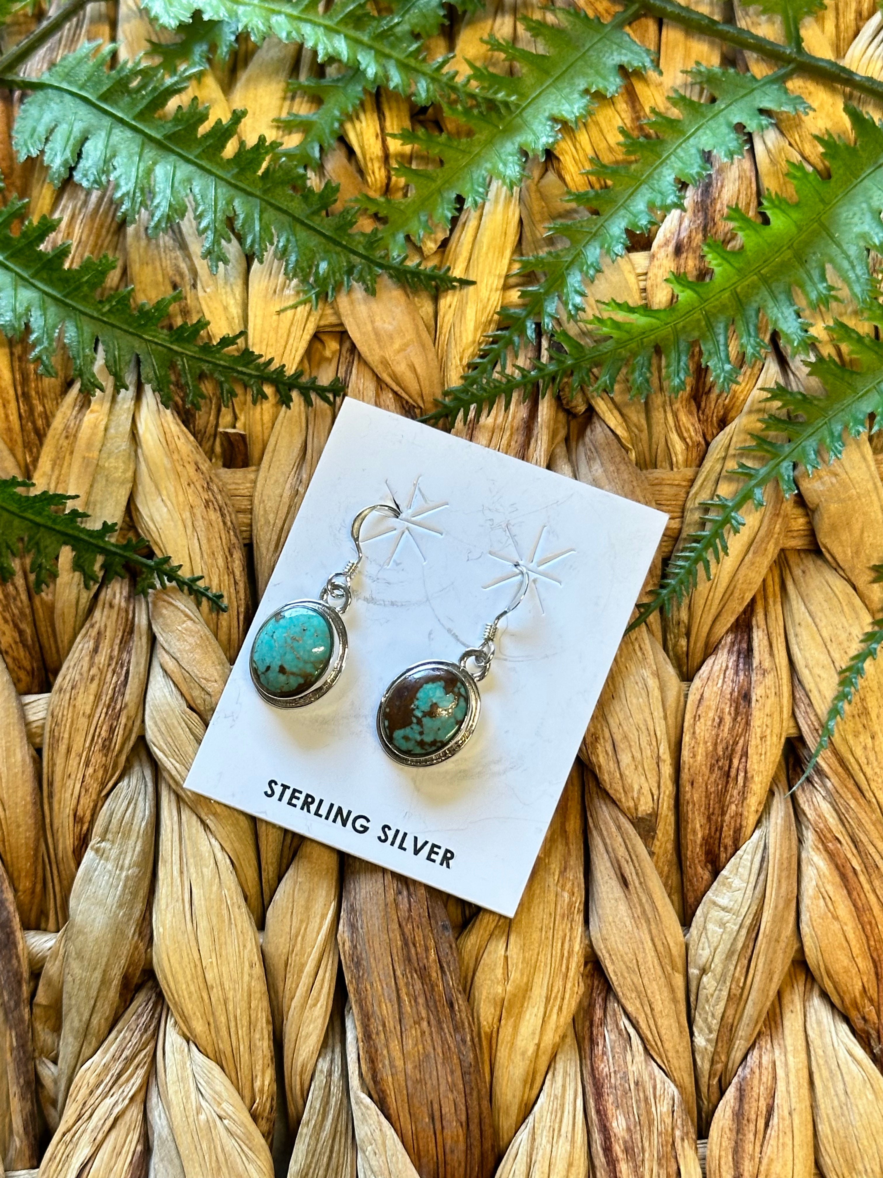 Navajo Made Royston Turquoise & Sterling Silver Dangle Earrings