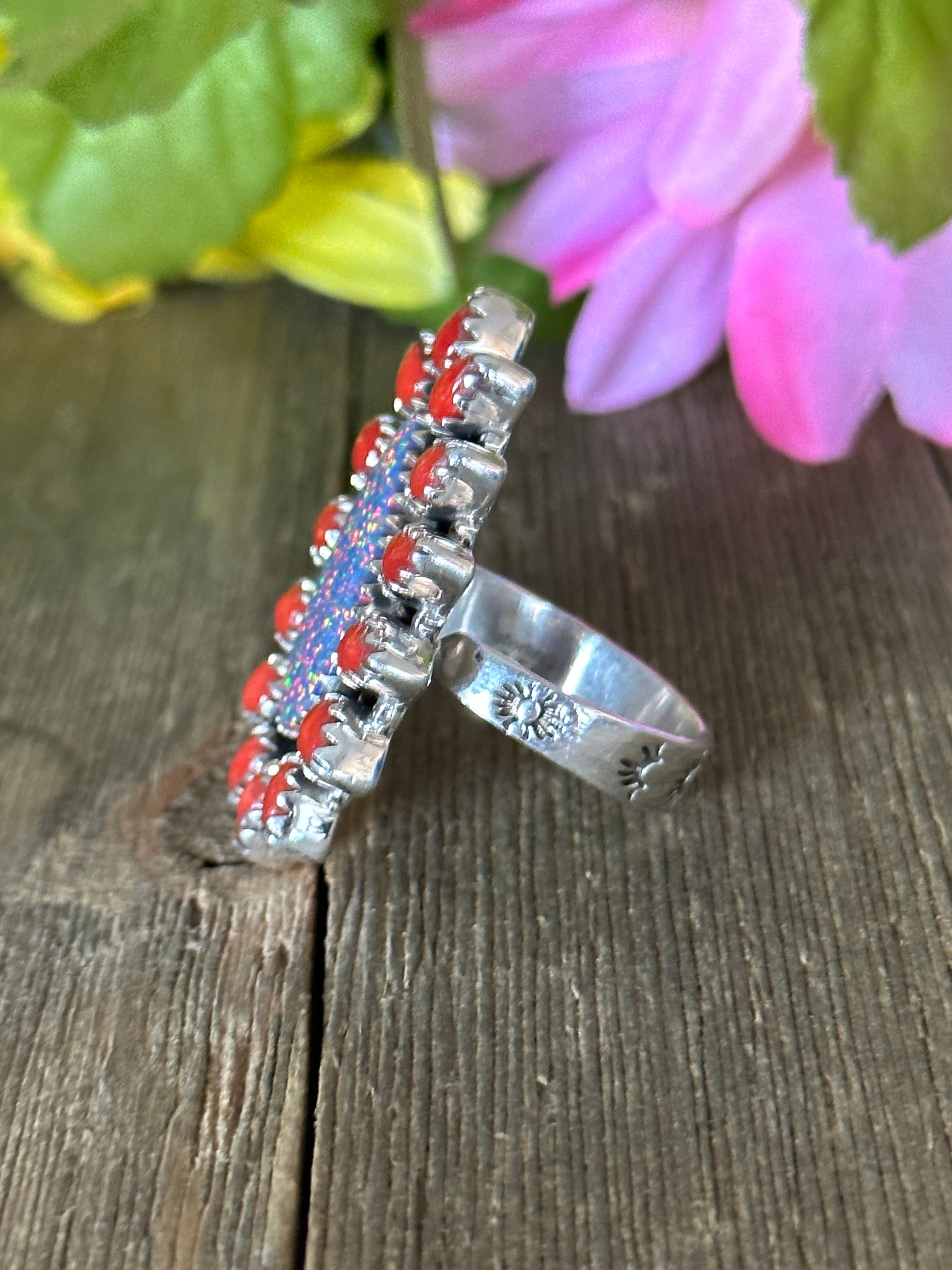 Southwest Handmade Multi Stone & Sterling Silver Adjustable Ring