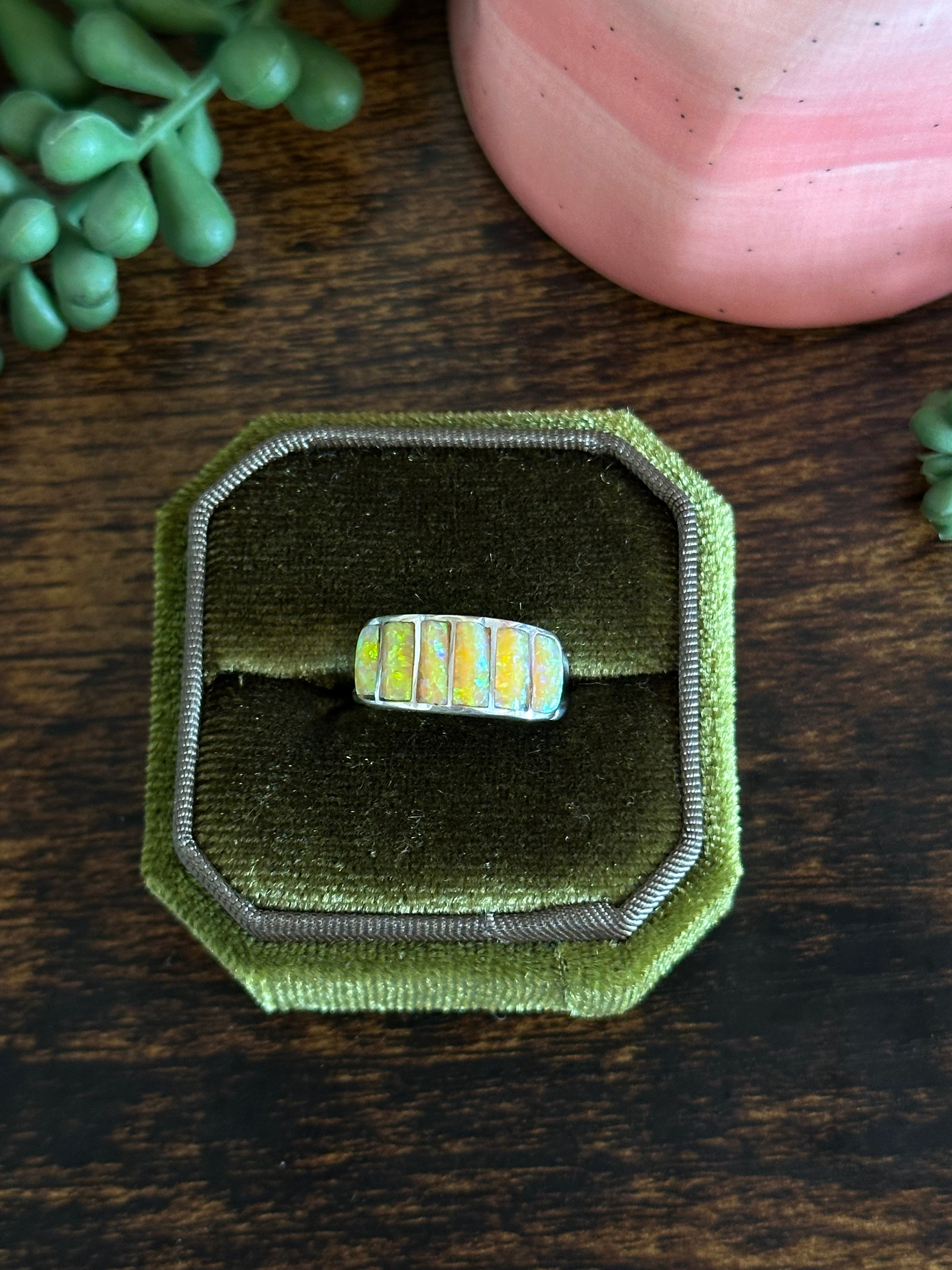 Navajo Made Opal & Sterling Silver Ring