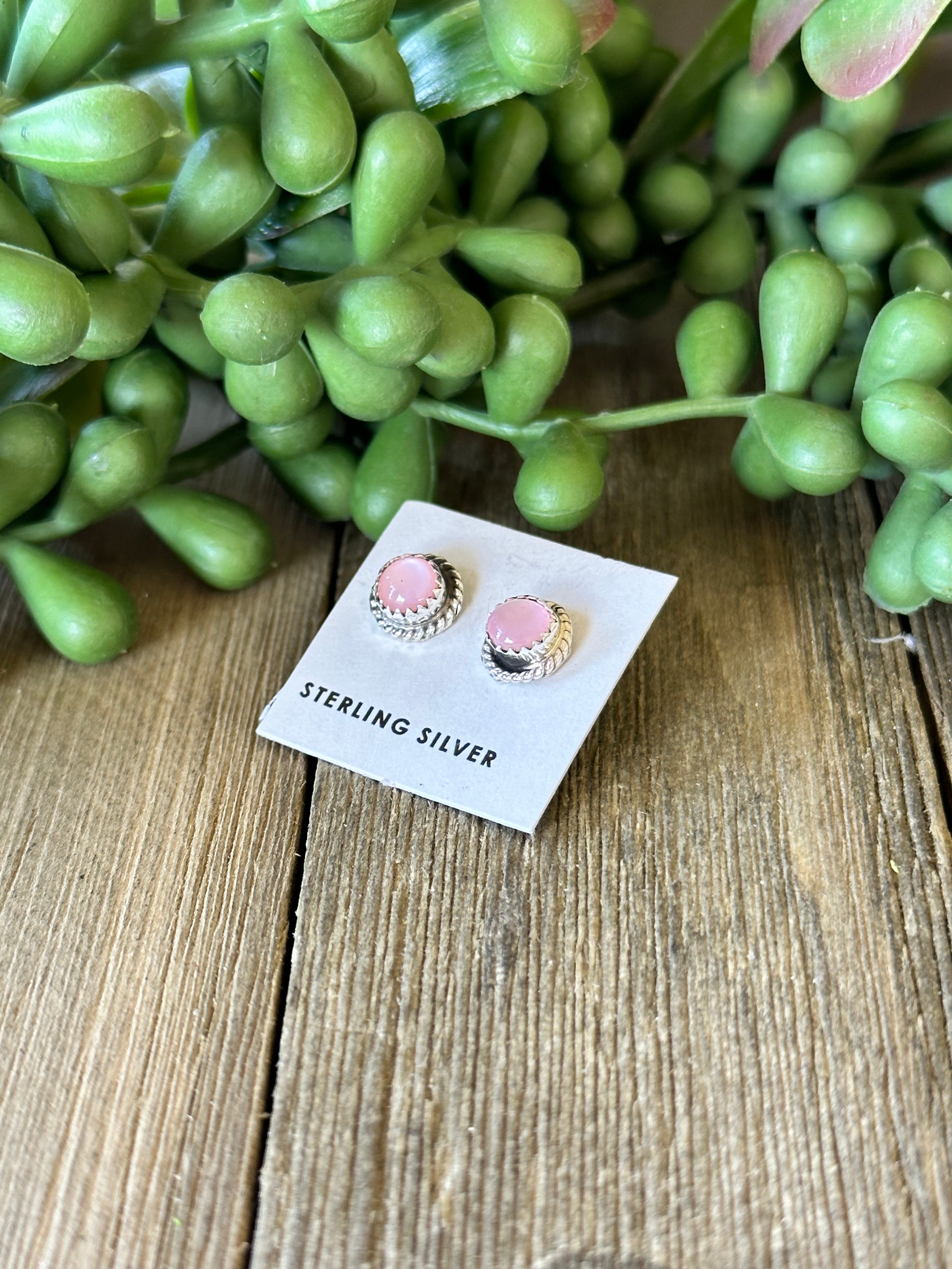 Navajo Made Mother of Pearl & Sterling Silver Post Earrings