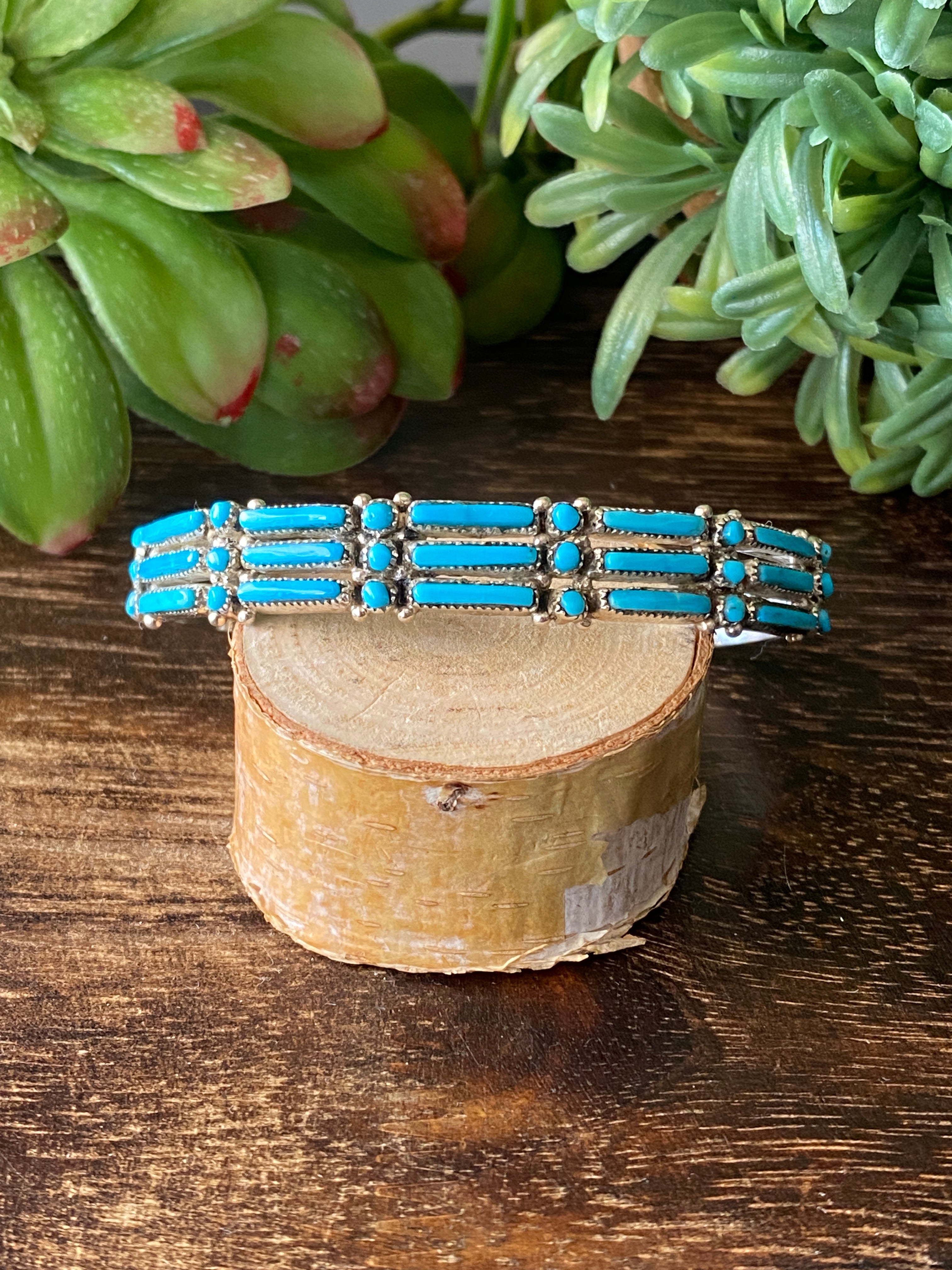 Zuni Made Turquoise & Sterling Silver Cuff Bracelet