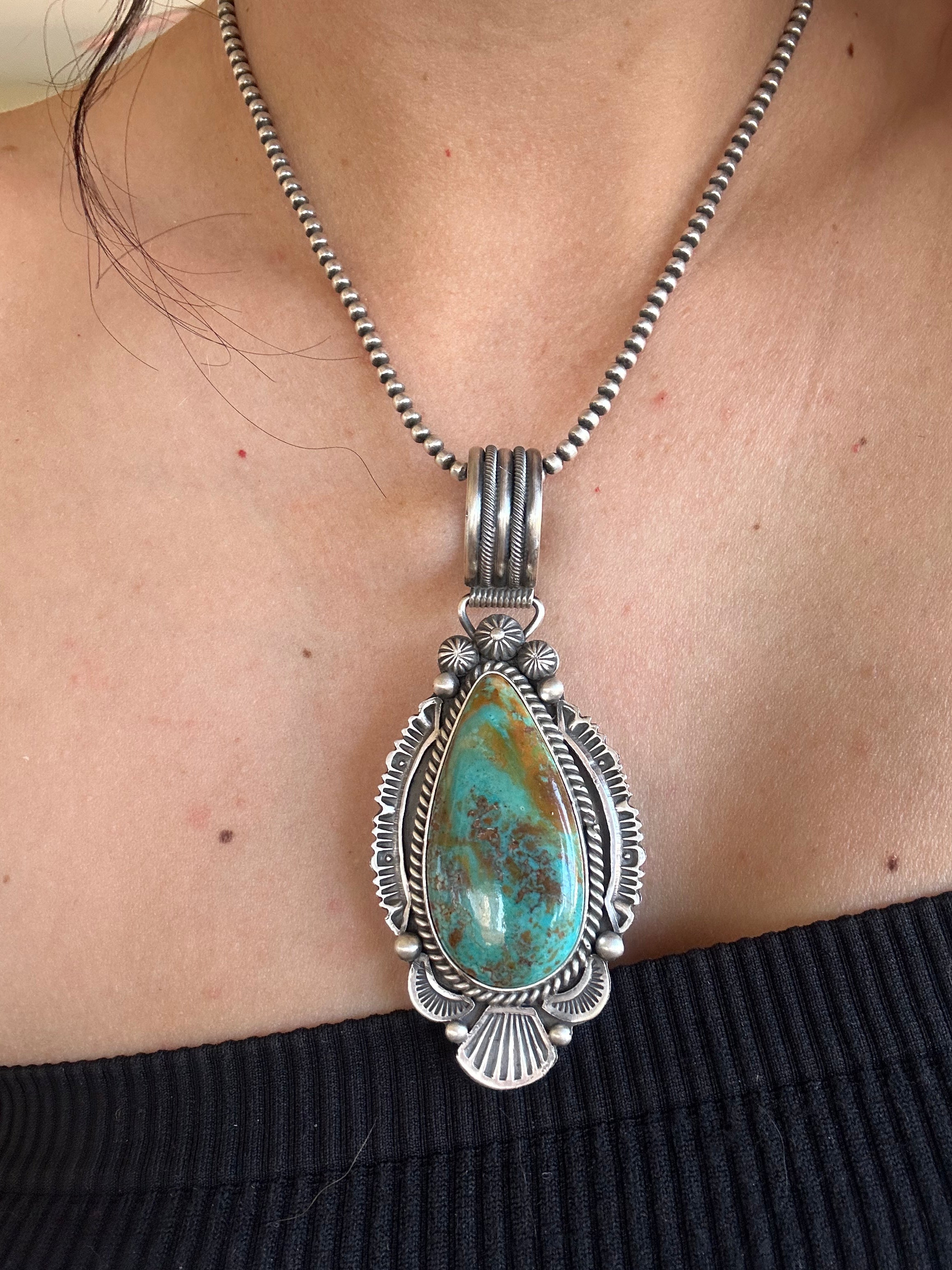 Mike Calladito Kingman Turquoise & Sterling Silver Pendant