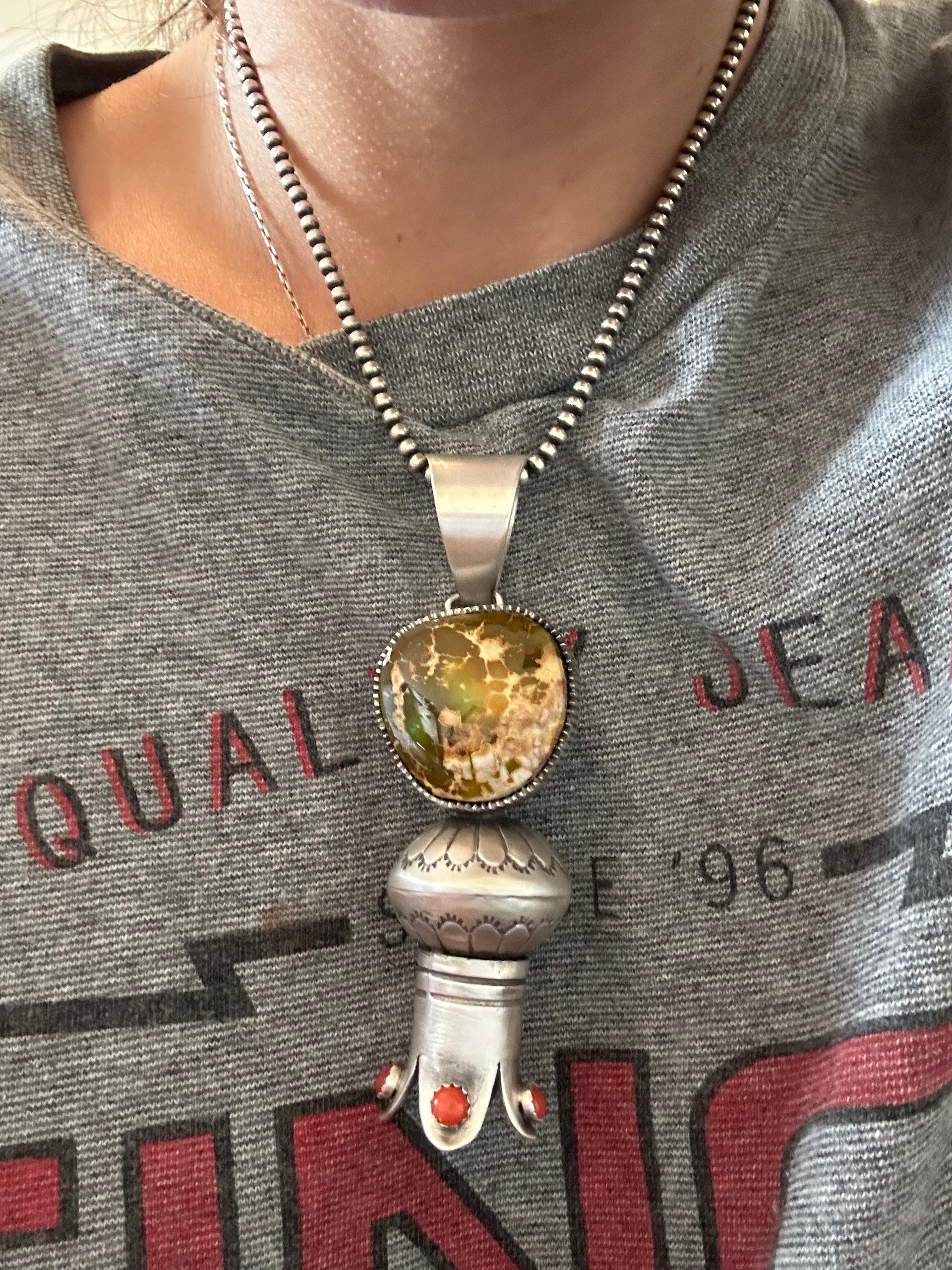 Russell Sam Multi Stone & Sterling Silver Blossom Pendant