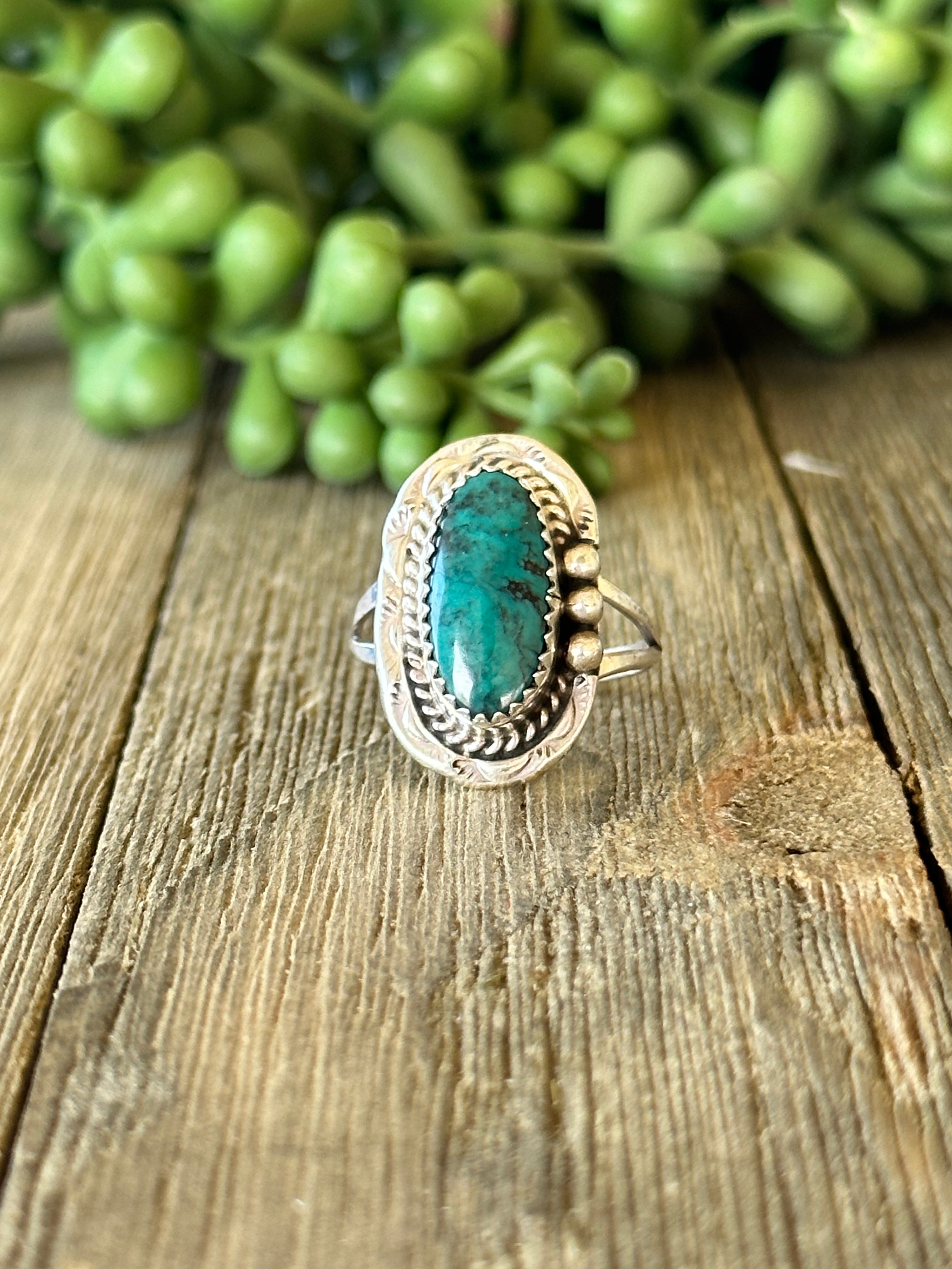 Navajo Made Thunder Mountain Turquoise & Sterling Silver Ring