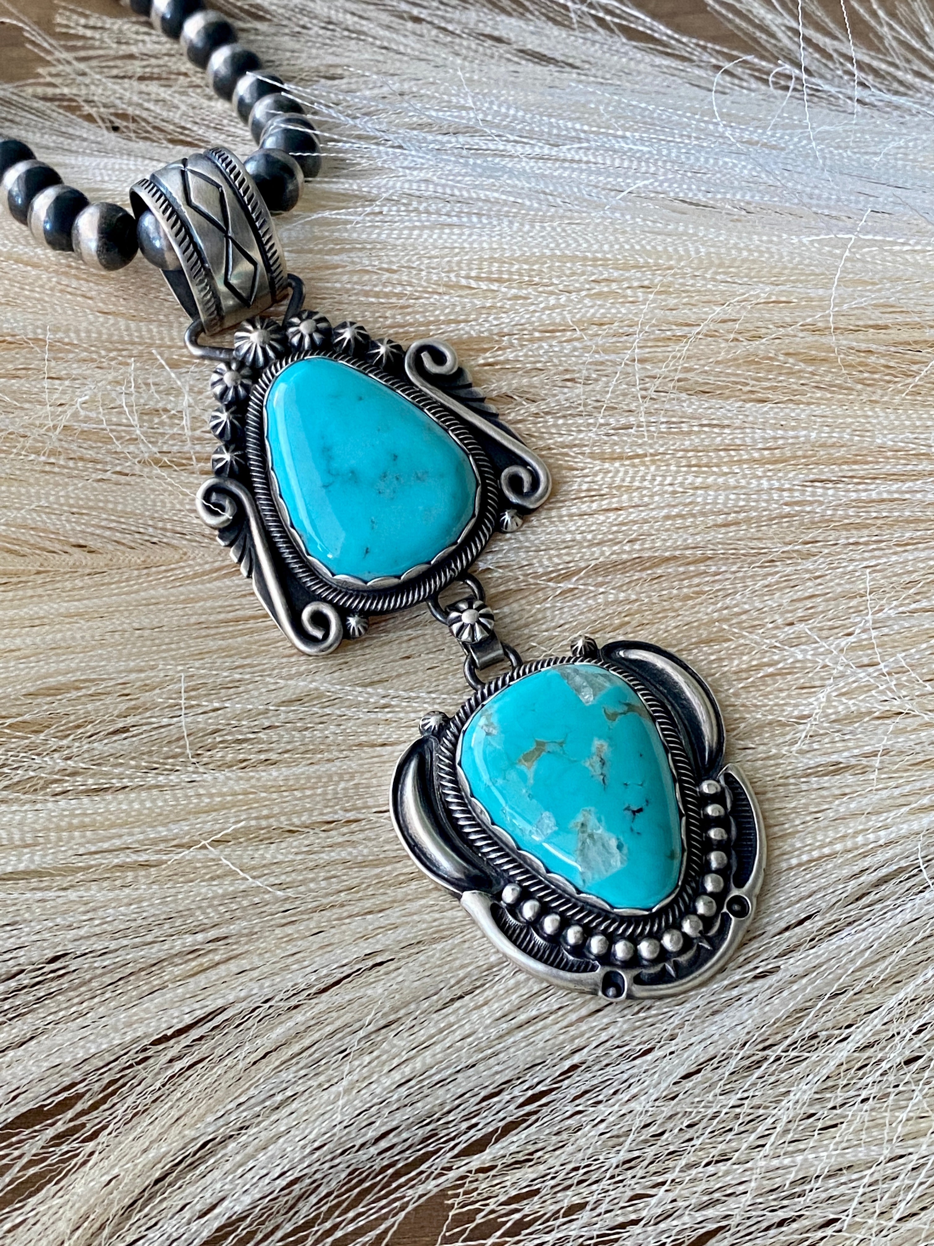 Charles Johnson Kingman Turquoise & Sterling Silver Pendant