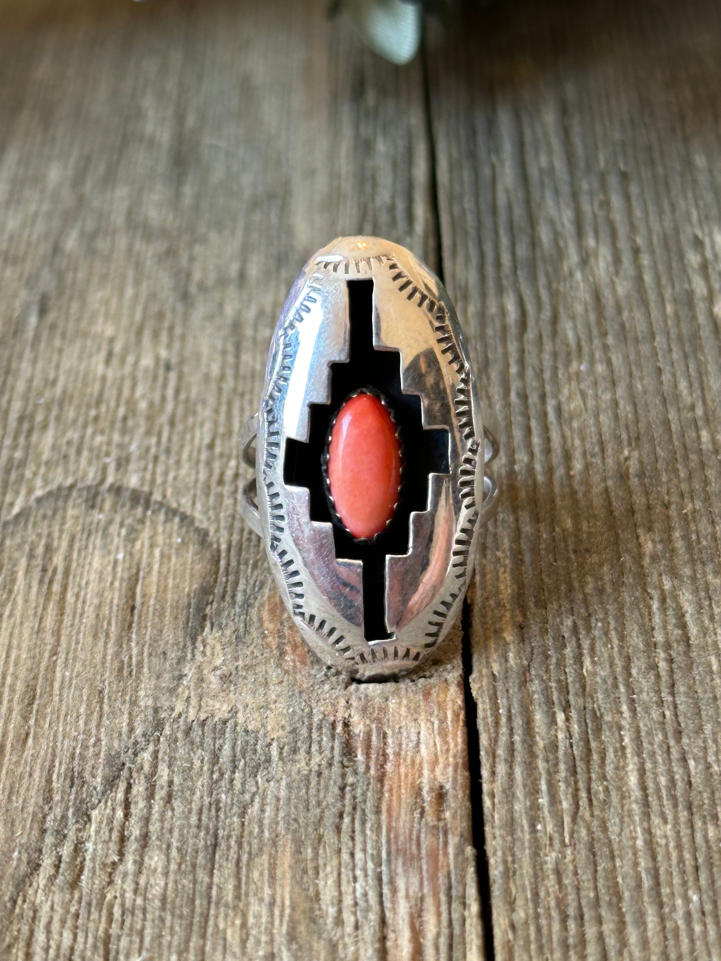 Navajo Made Sterling Silver Shadow Box Ring