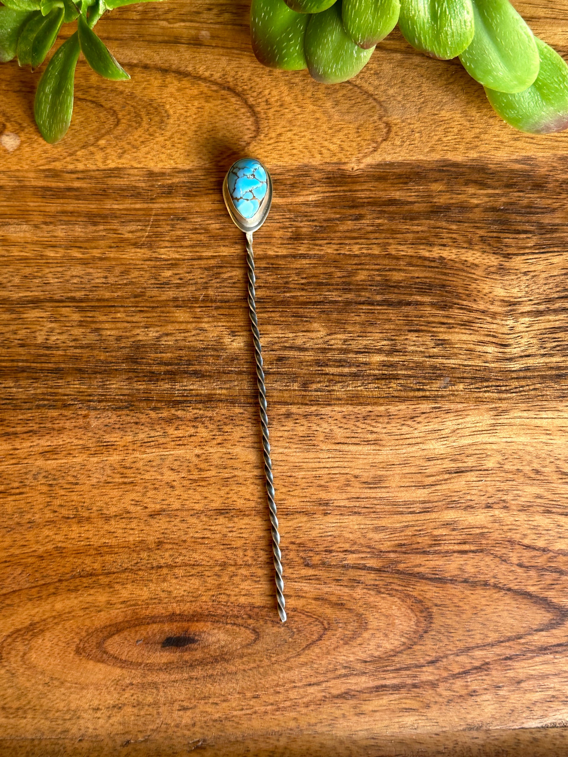Sandra Nez Golden Hills Turquoise & Sterling Silver Hair Pin