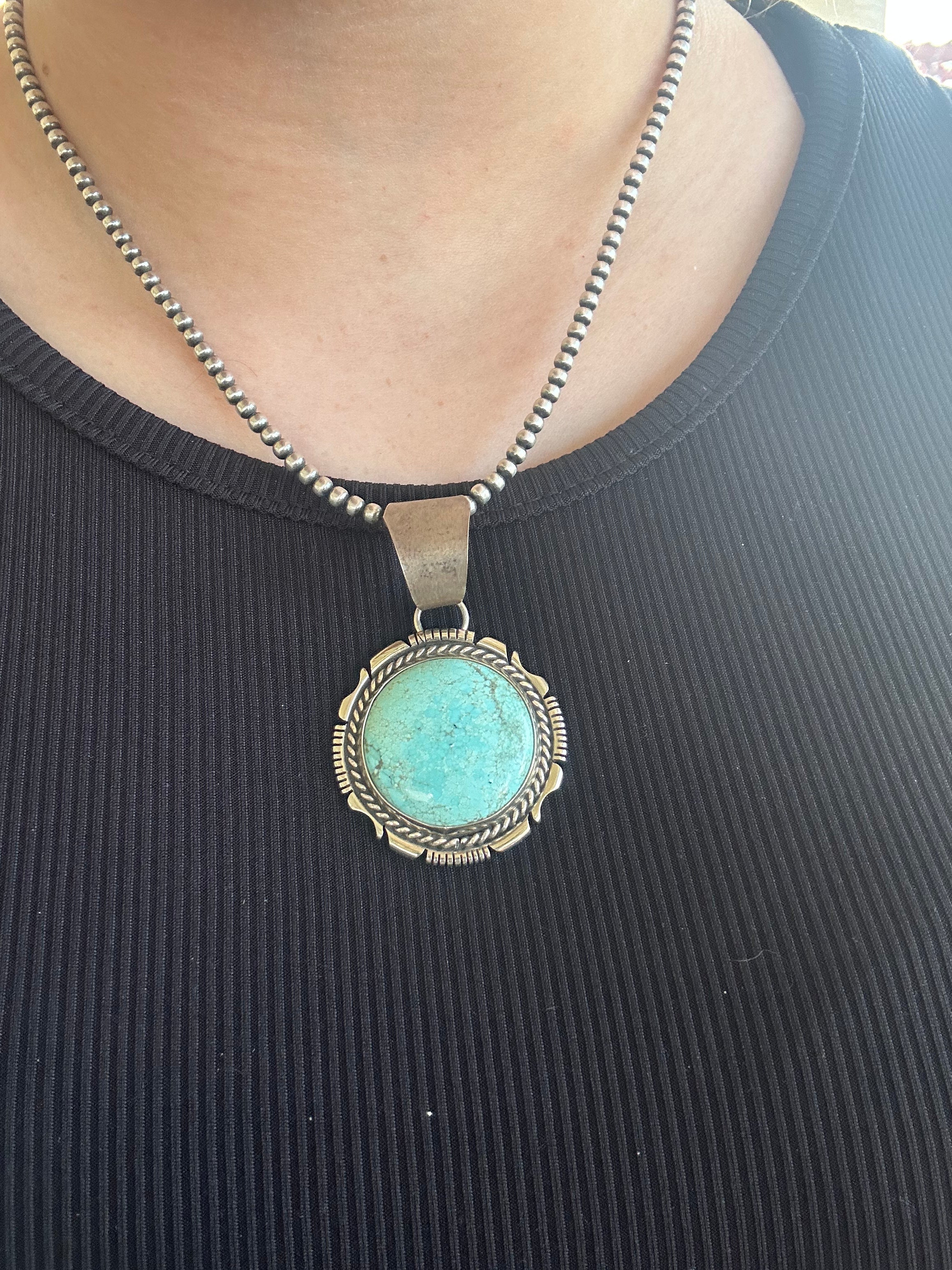 Steve Francisco #8 Turquoise & Sterling Silver Pendant