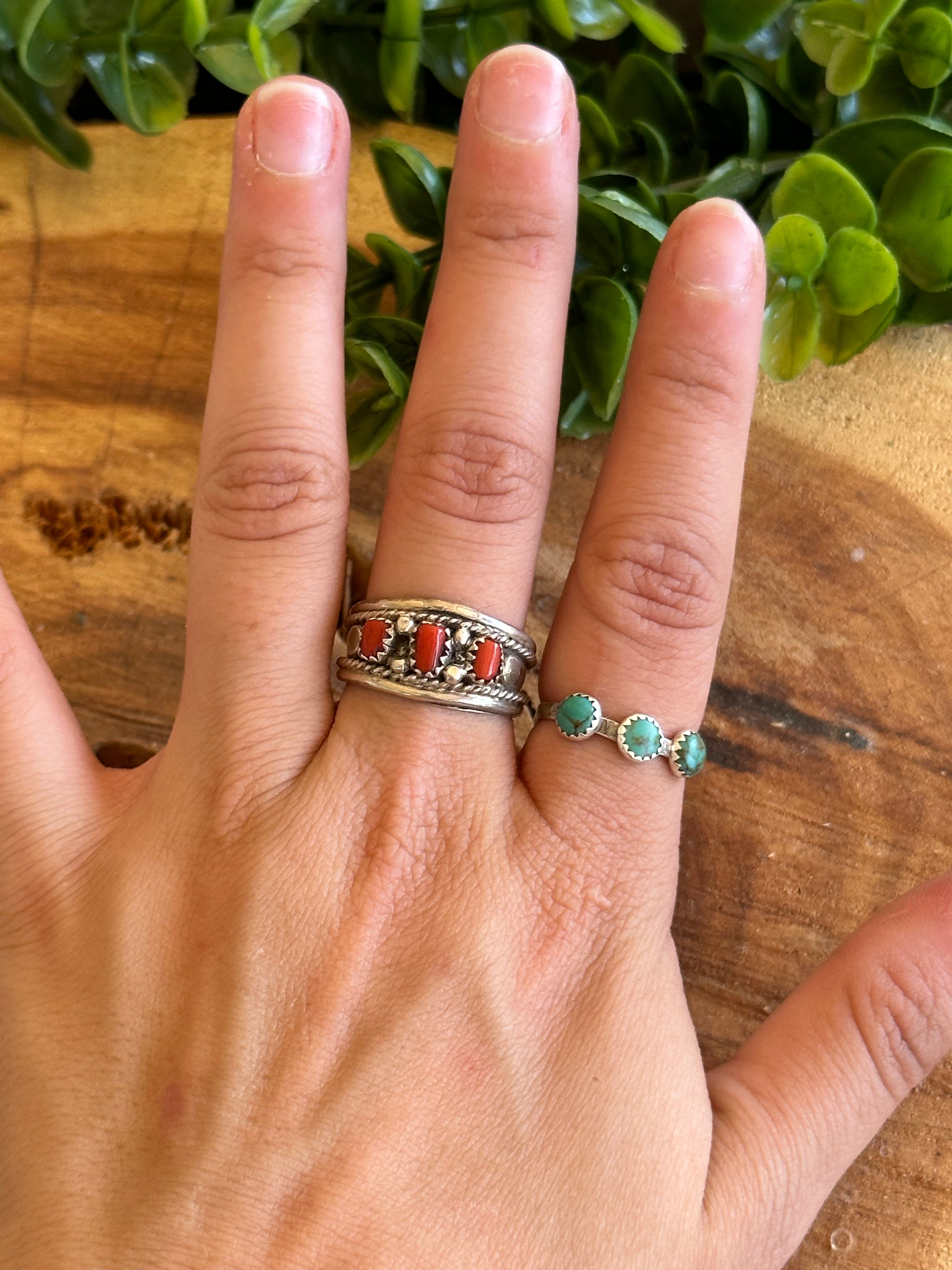 Anita Whitegoat Red Coral & Sterling Silver Ring