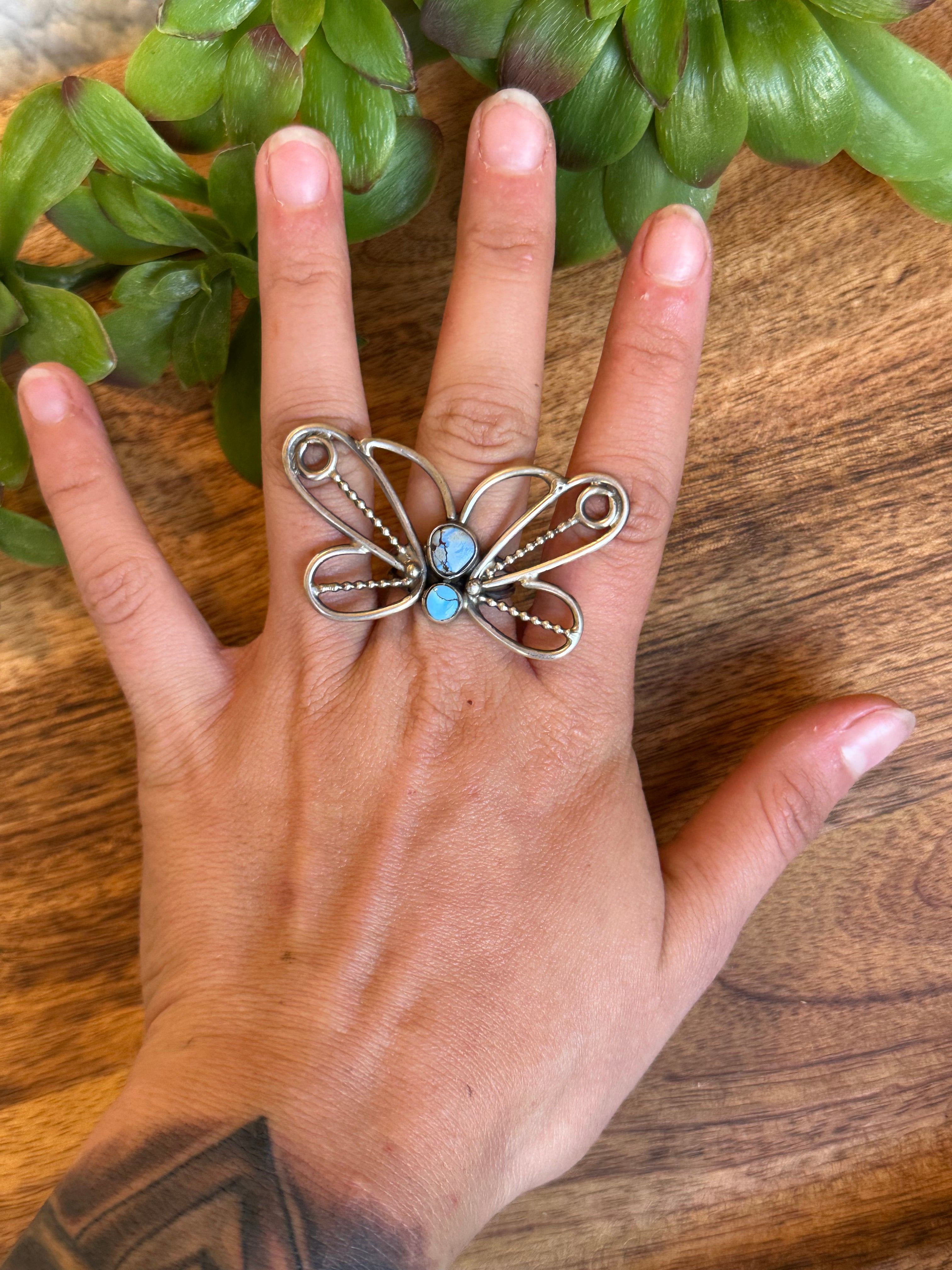 Betta Lee Turquoise & Sterling Silver Butterfly Ring