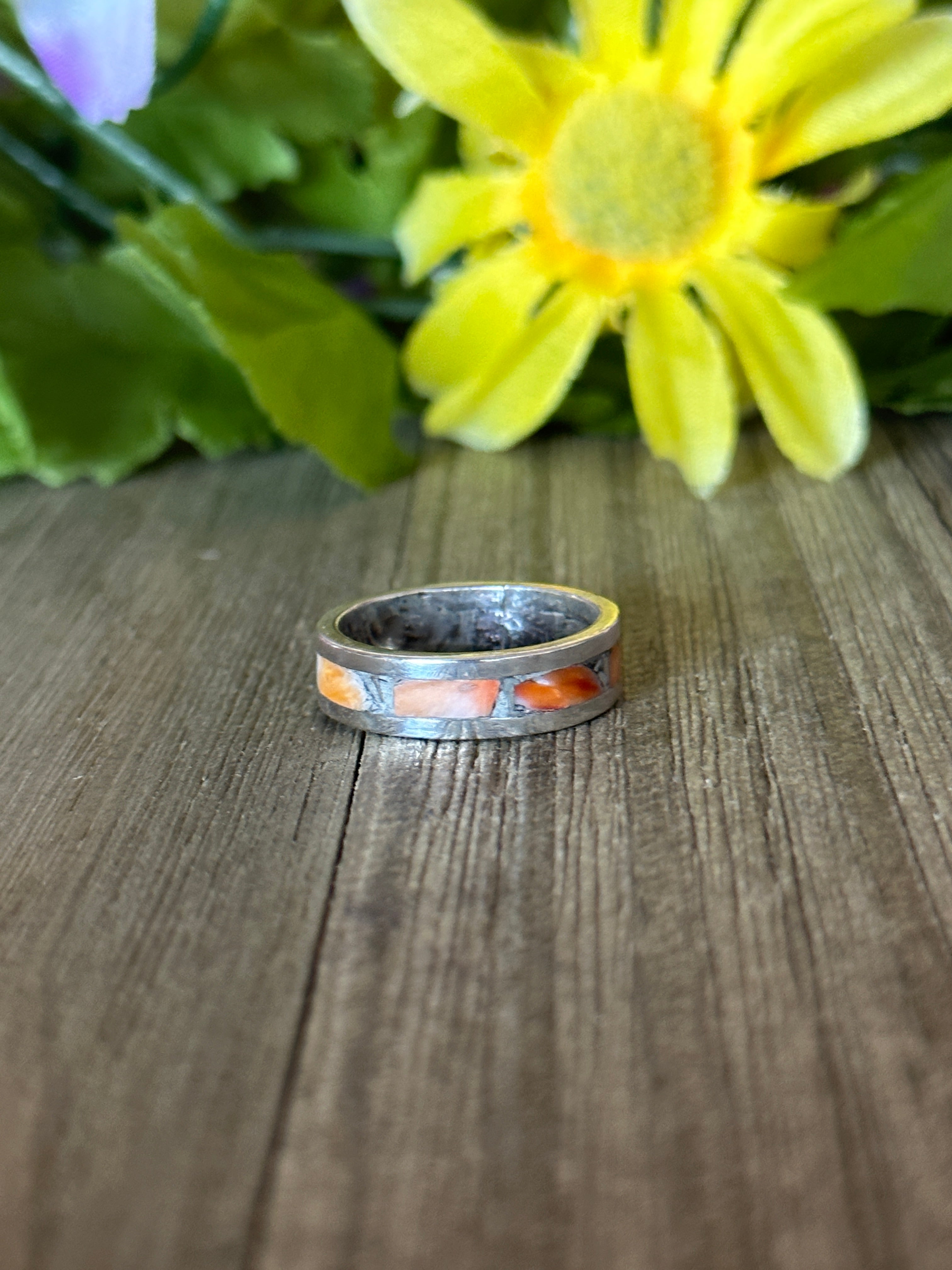 Navajo Made Spiny Oyster & Sterling Silver Ring