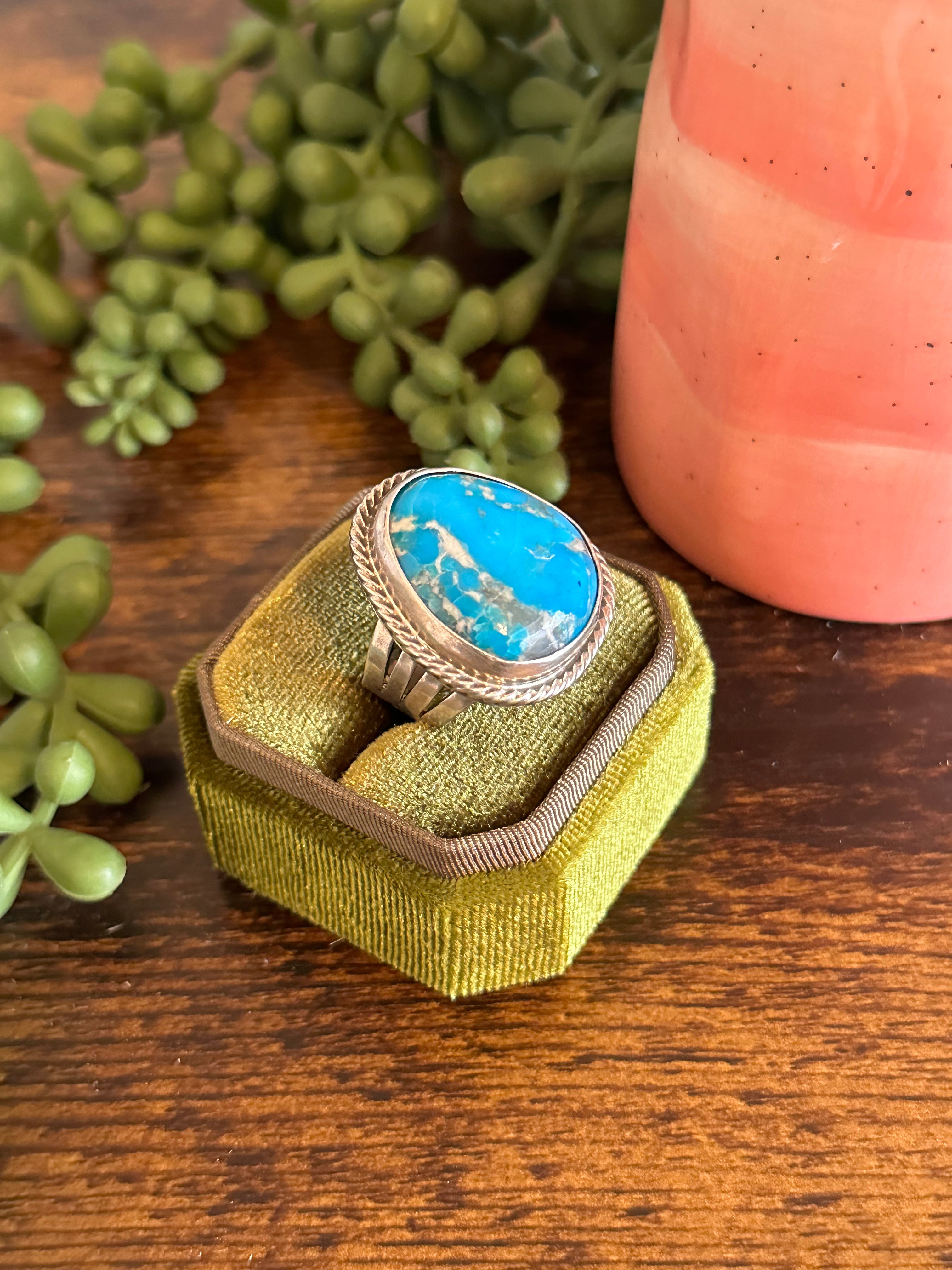 Alice McShirley Kingman Turquoise & Sterling Silver Ring Size 9.25