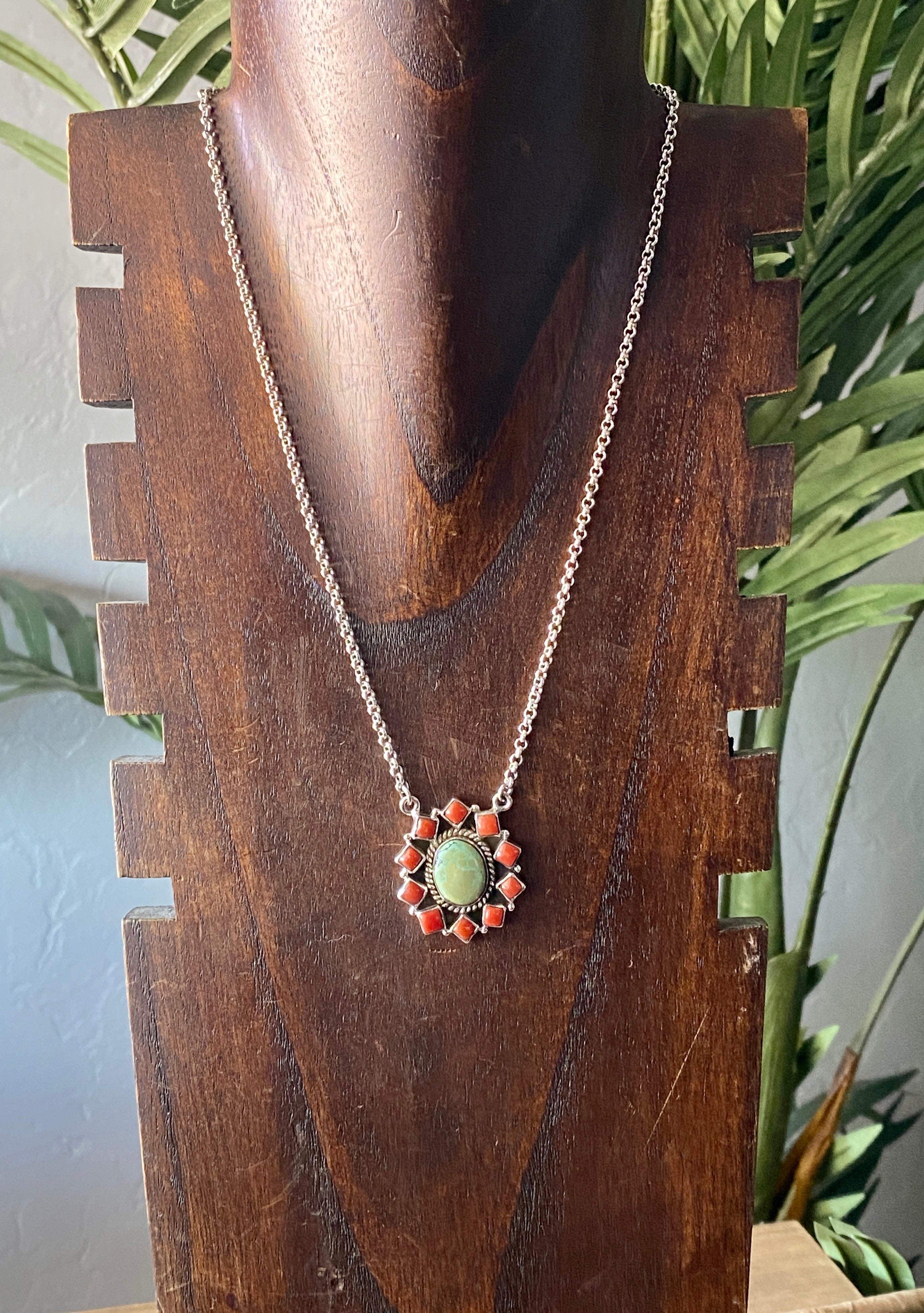 Southwest Handmade Multi Stone & Sterling Silver Cluster Necklace