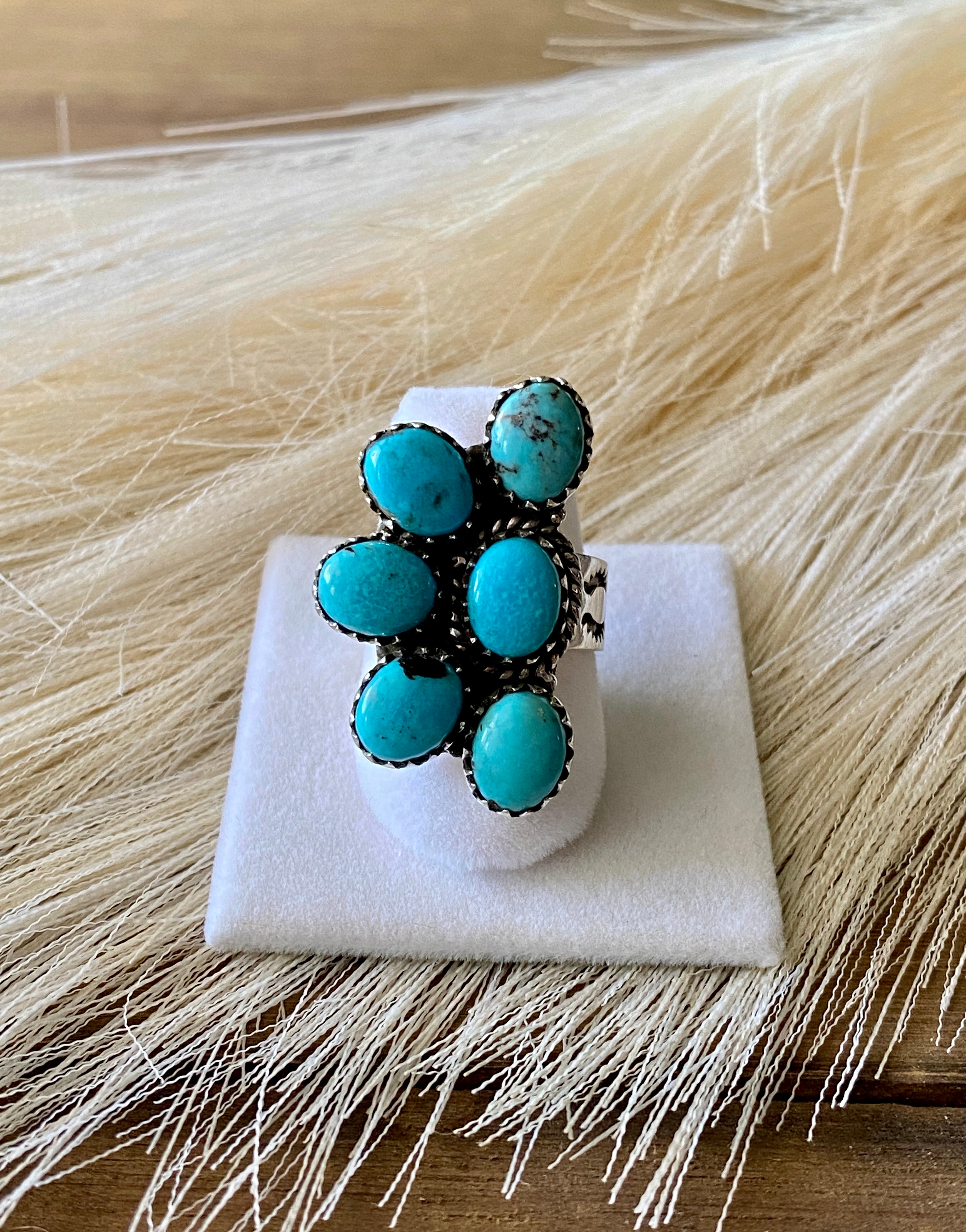 Southwest Handmade Kingman Turquoise & Sterling Silver Adjustable Ring