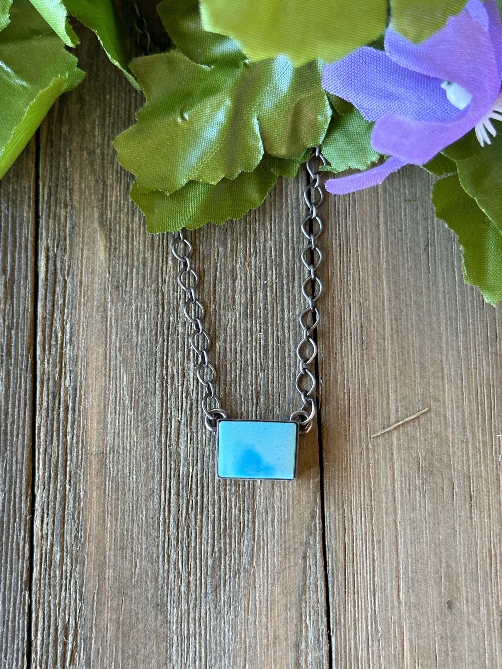 Navajo Made Golden Hills Turquoise & Sterling Silver Necklace