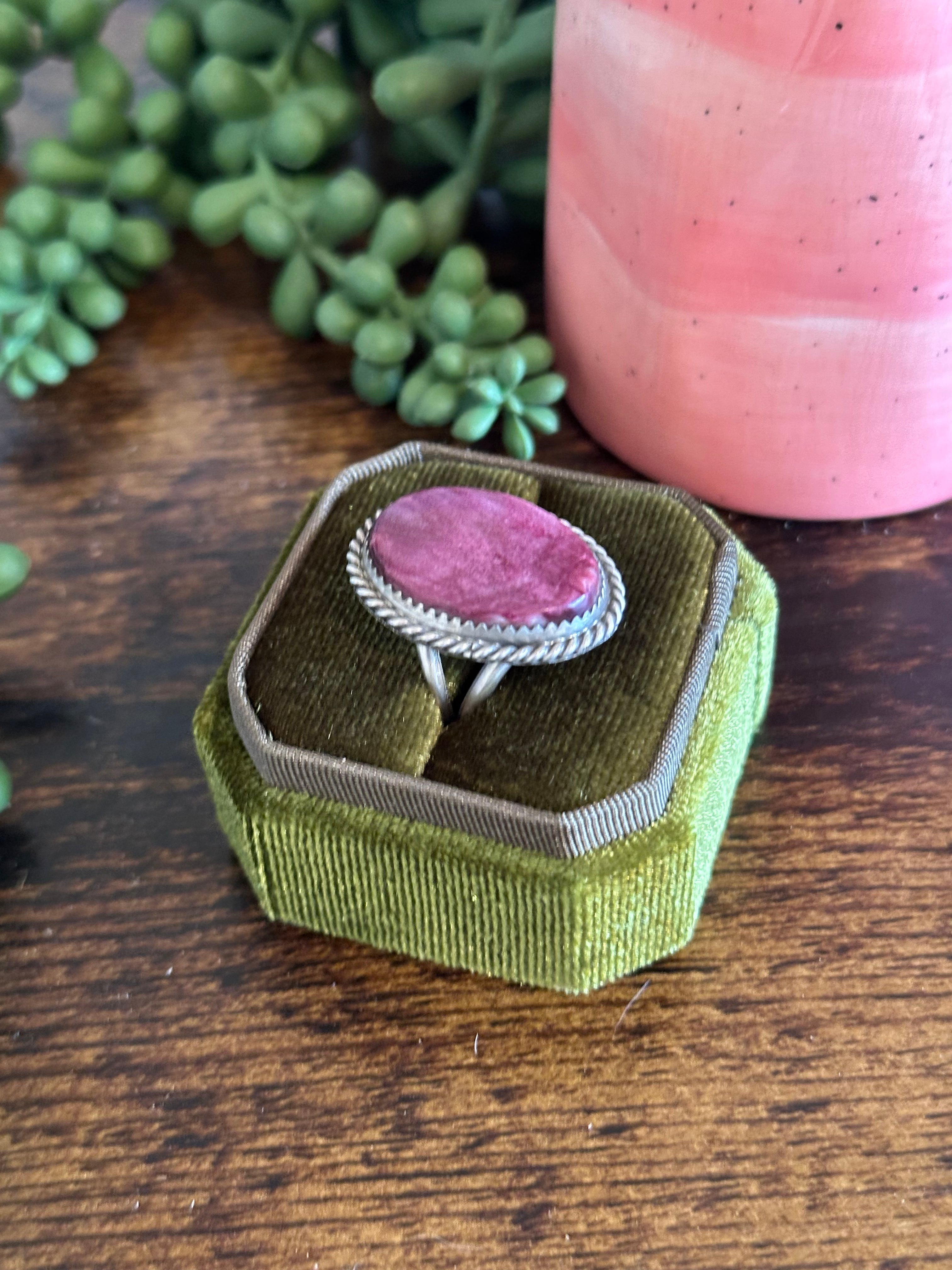 Navajo Made Purple Spiny Oyster & Sterling Silver Ring Size 6