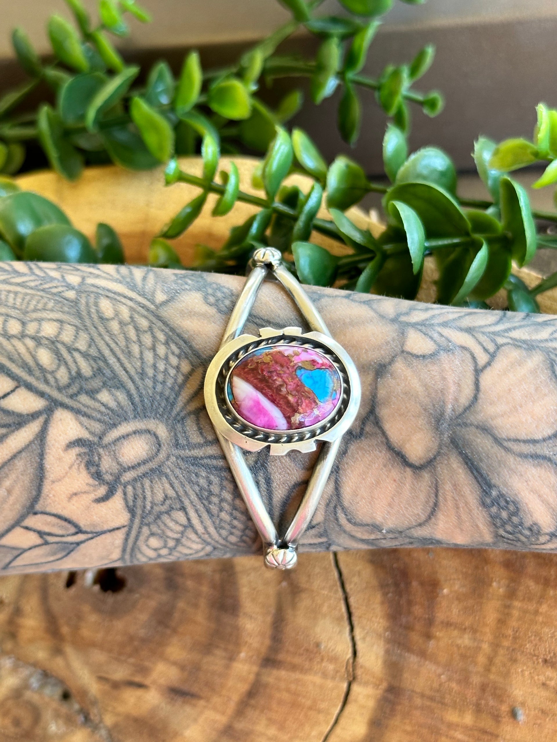 Augustine Largo Pink Mohave Turquoise & Sterling Silver Cuff Bracelet