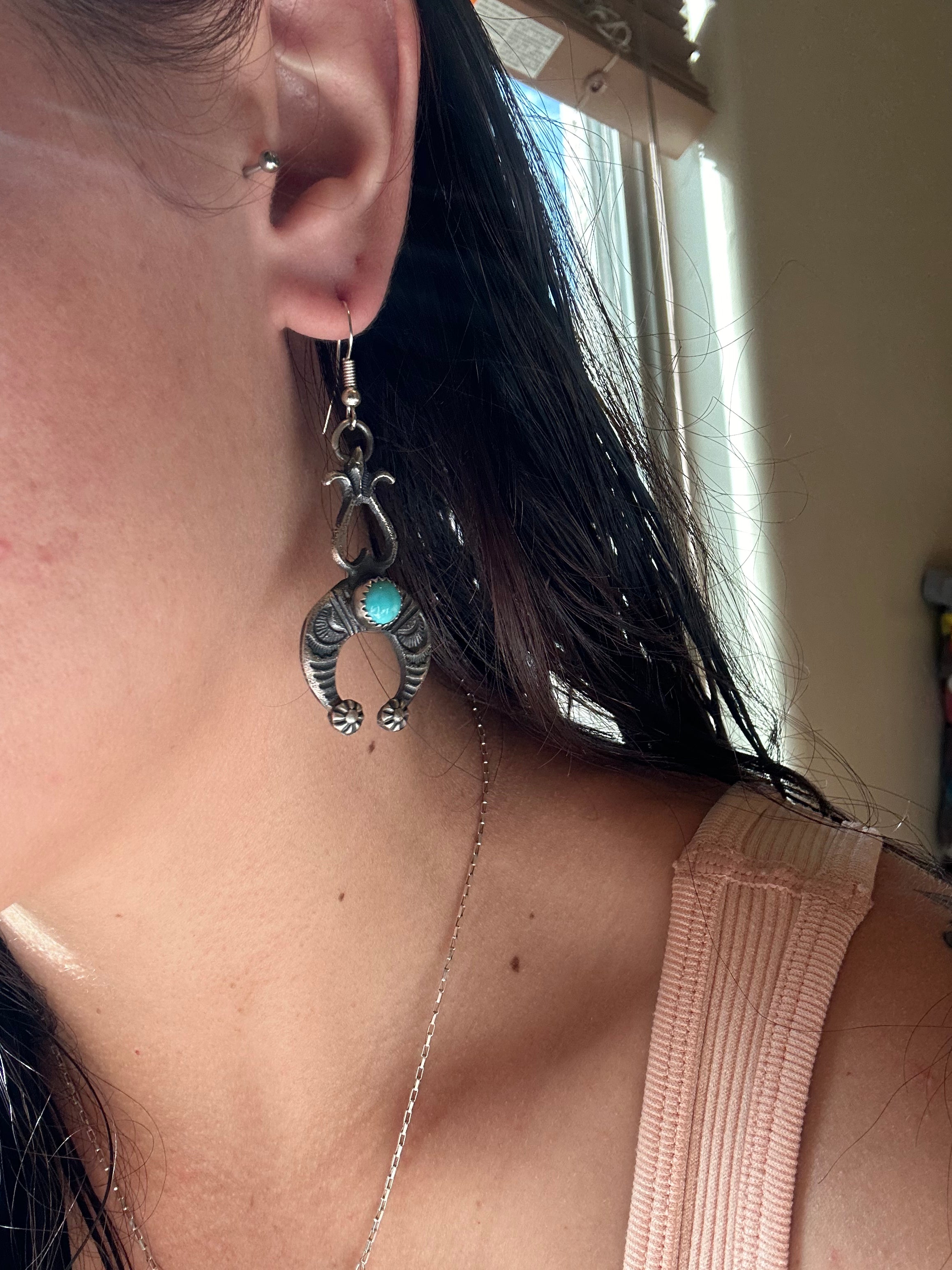 Kevin Billah Kingman Turquoise & Sterling Silver Dangle Earrings