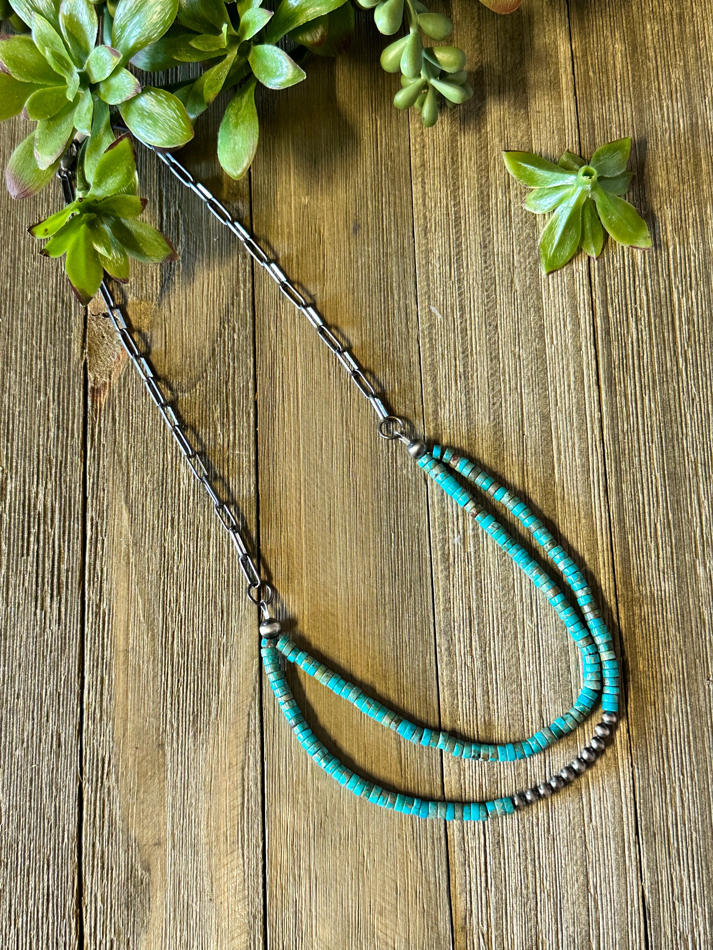 Corraine Smith Kingman Turquoise & Sterling Silver 2 Strand Necklace