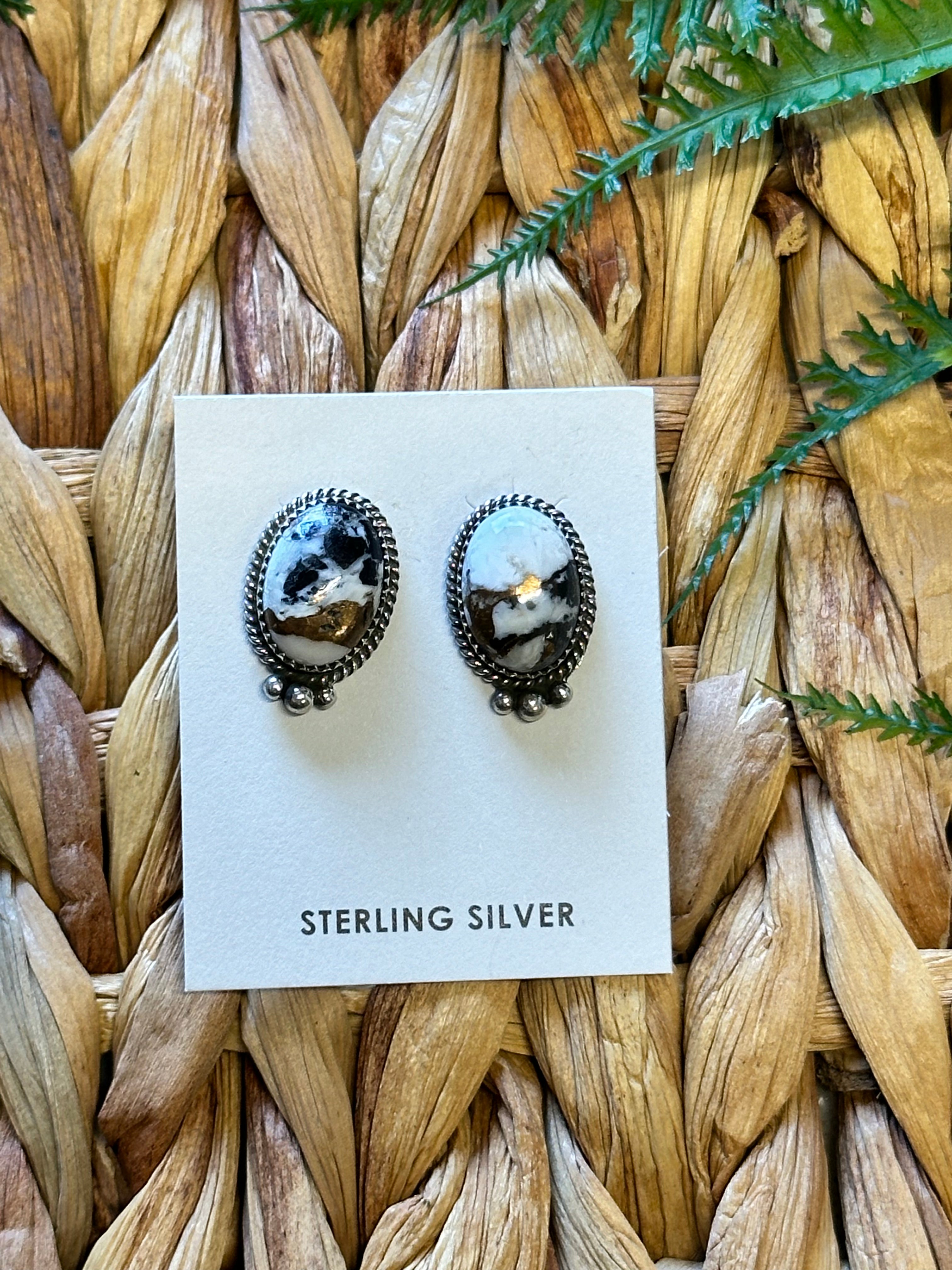 Theresa Smith White Buffalo & Sterling Silver  Post Earrings