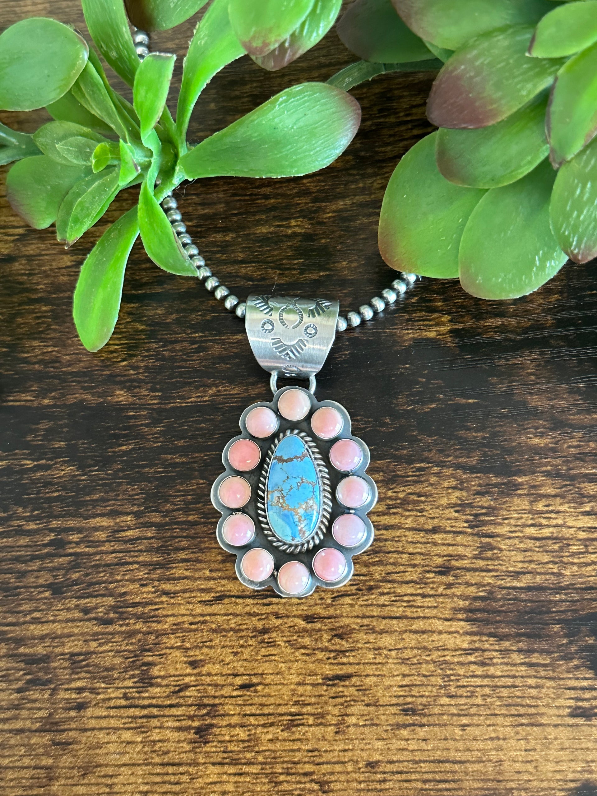 Gilbert Platero Multi Stone & Sterling Silver Cluster Pendant