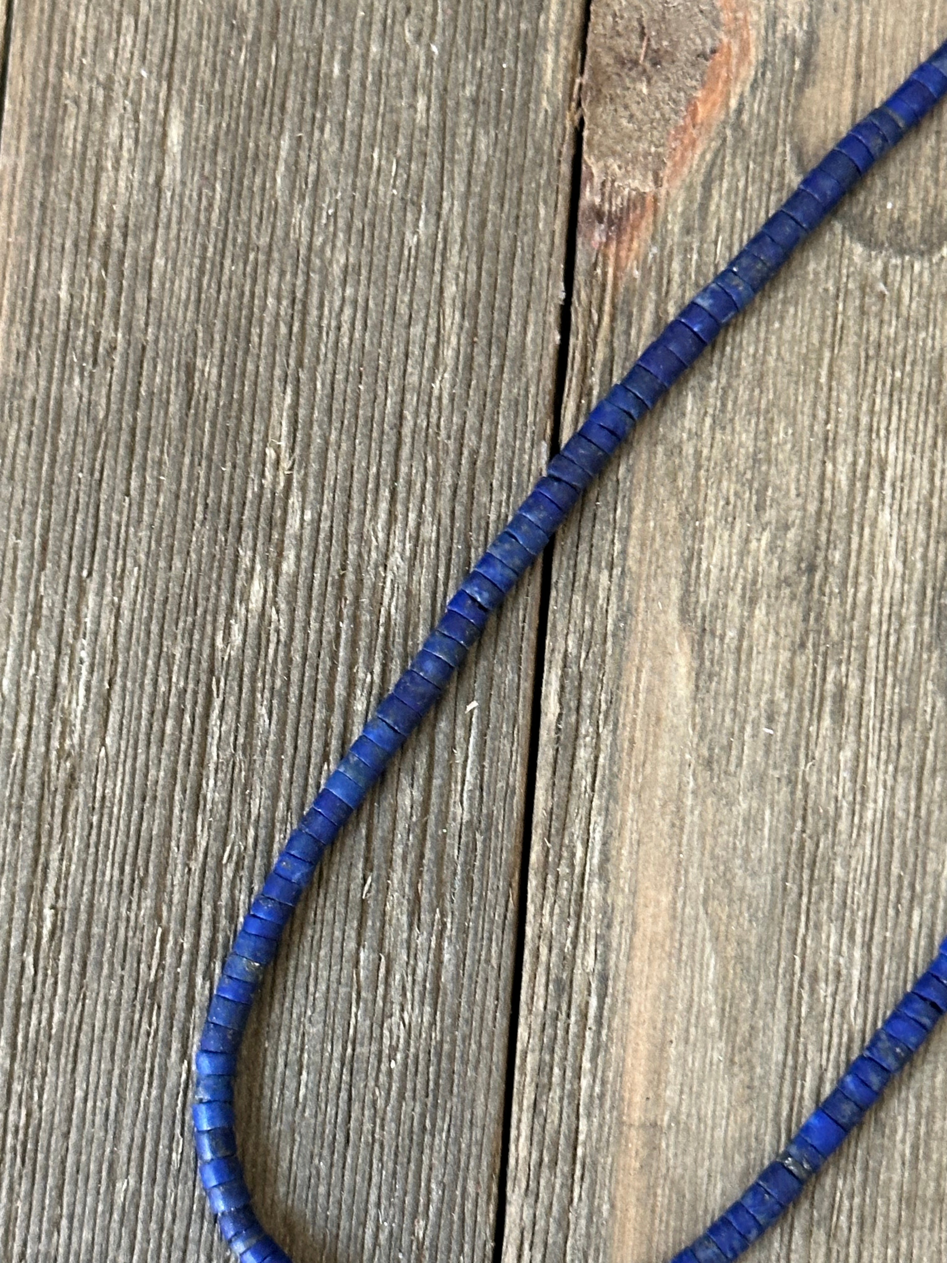 Navajo Strung Lapis & Sterling Silver Pearls Beaded Necklace