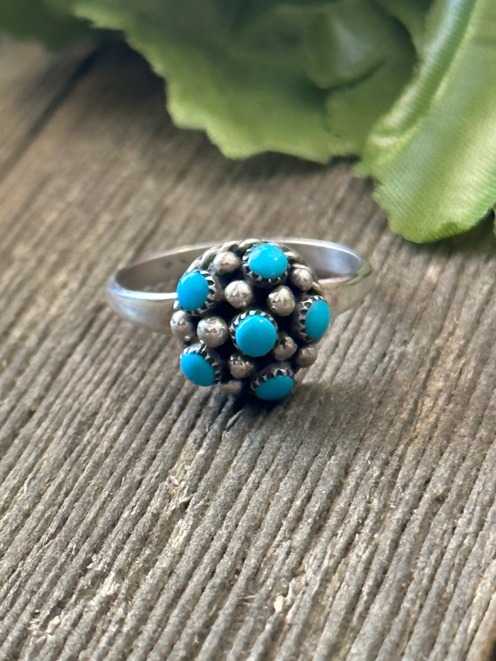 Navajo Made Kingman Turquoise & Sterling Silver Ring