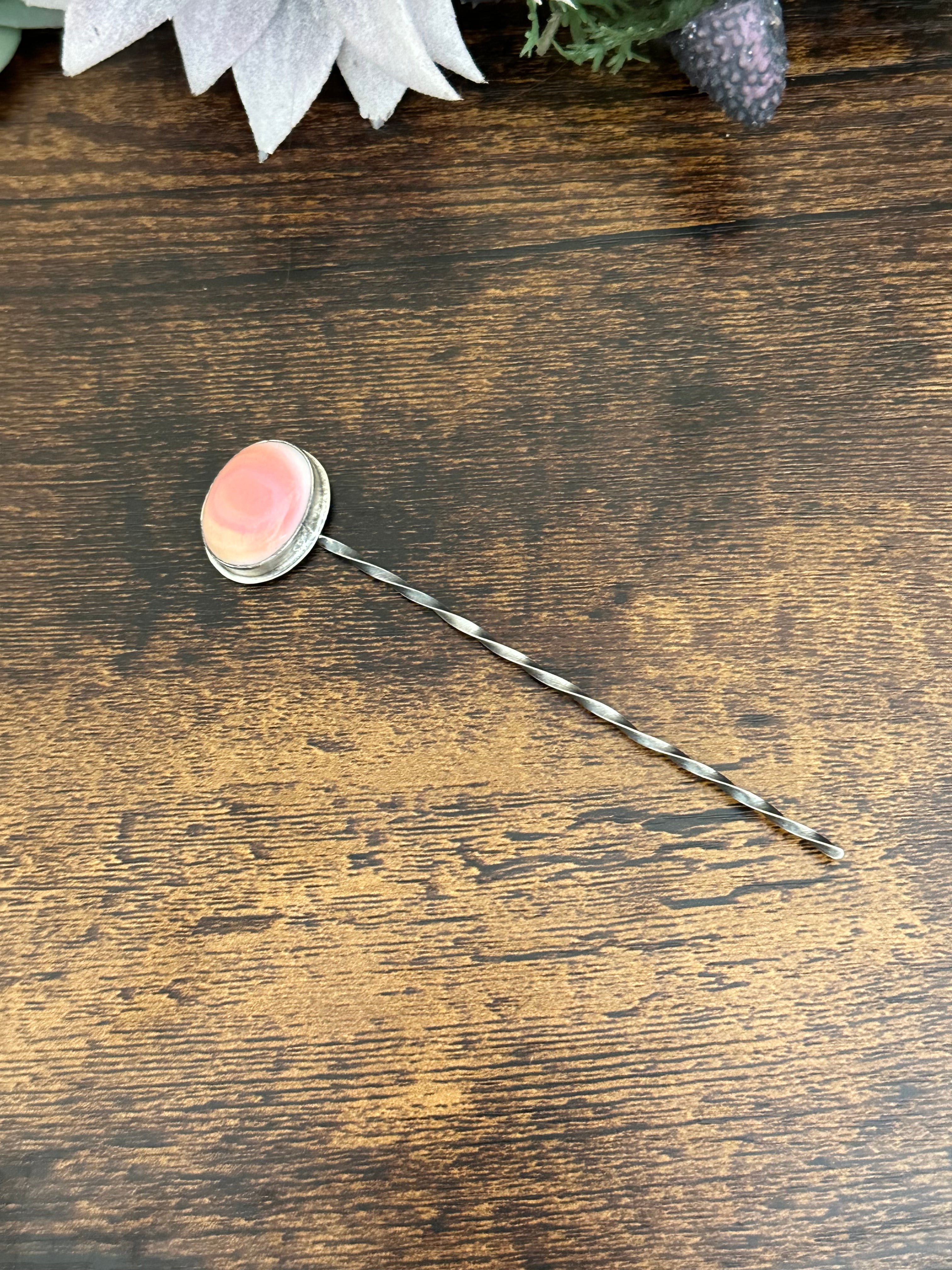 Sam Nez Pink Conch & Sterling Silver Hair Pin
