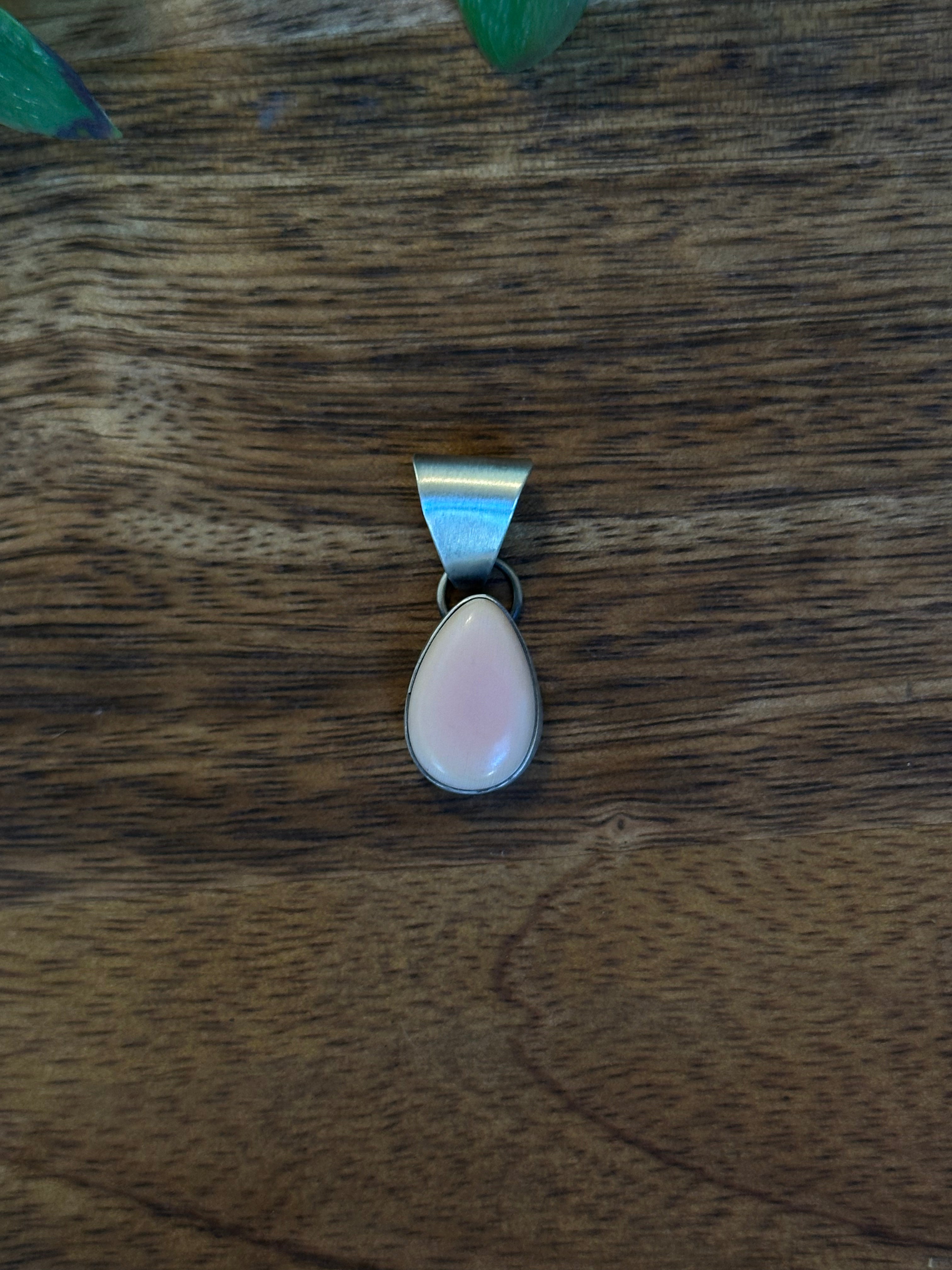 Navajo Made Pink Conch & Sterling Silver Pendant