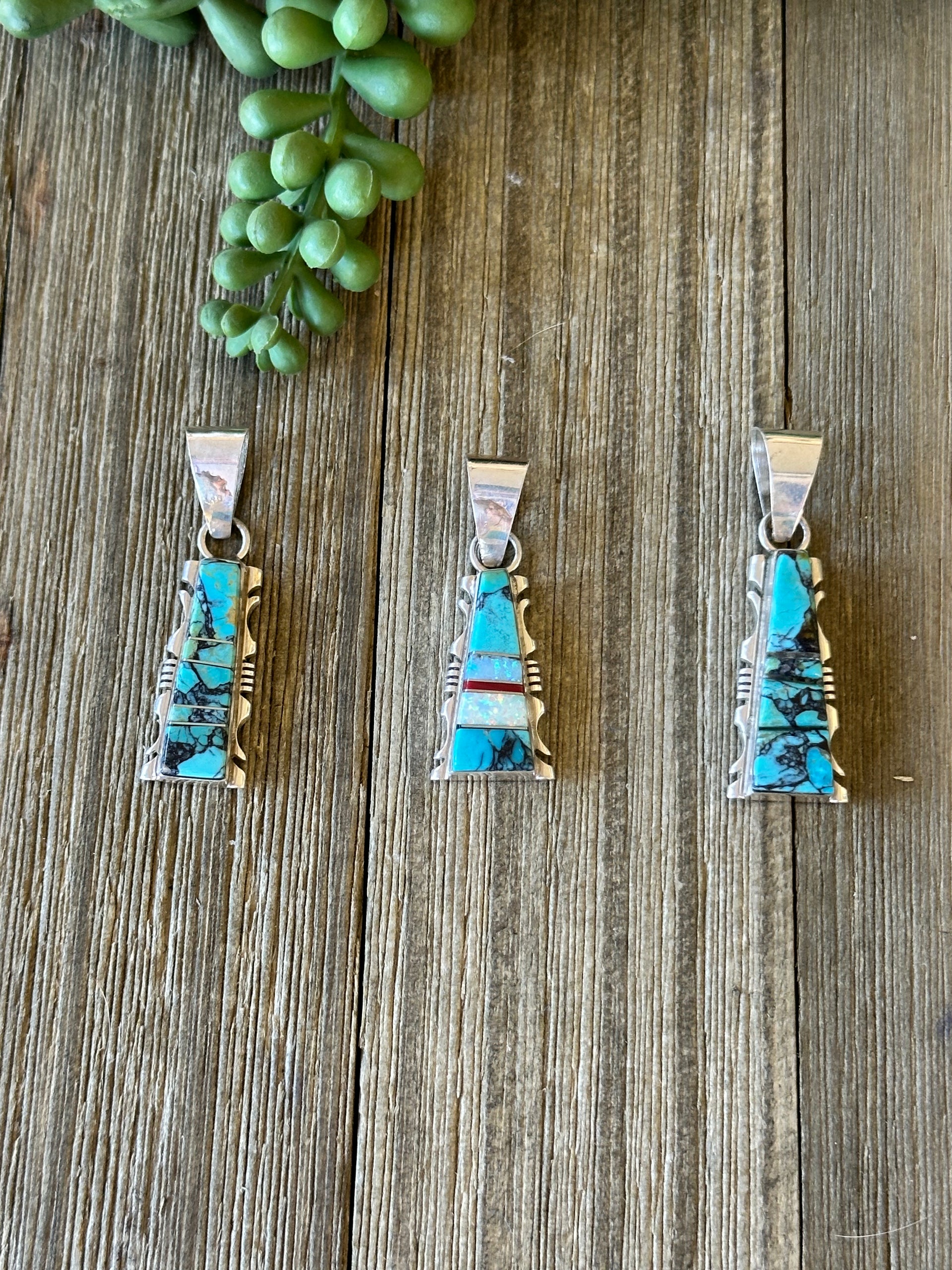 Steve Francisco Multi Stone & Sterling Silver Inlay Pendant