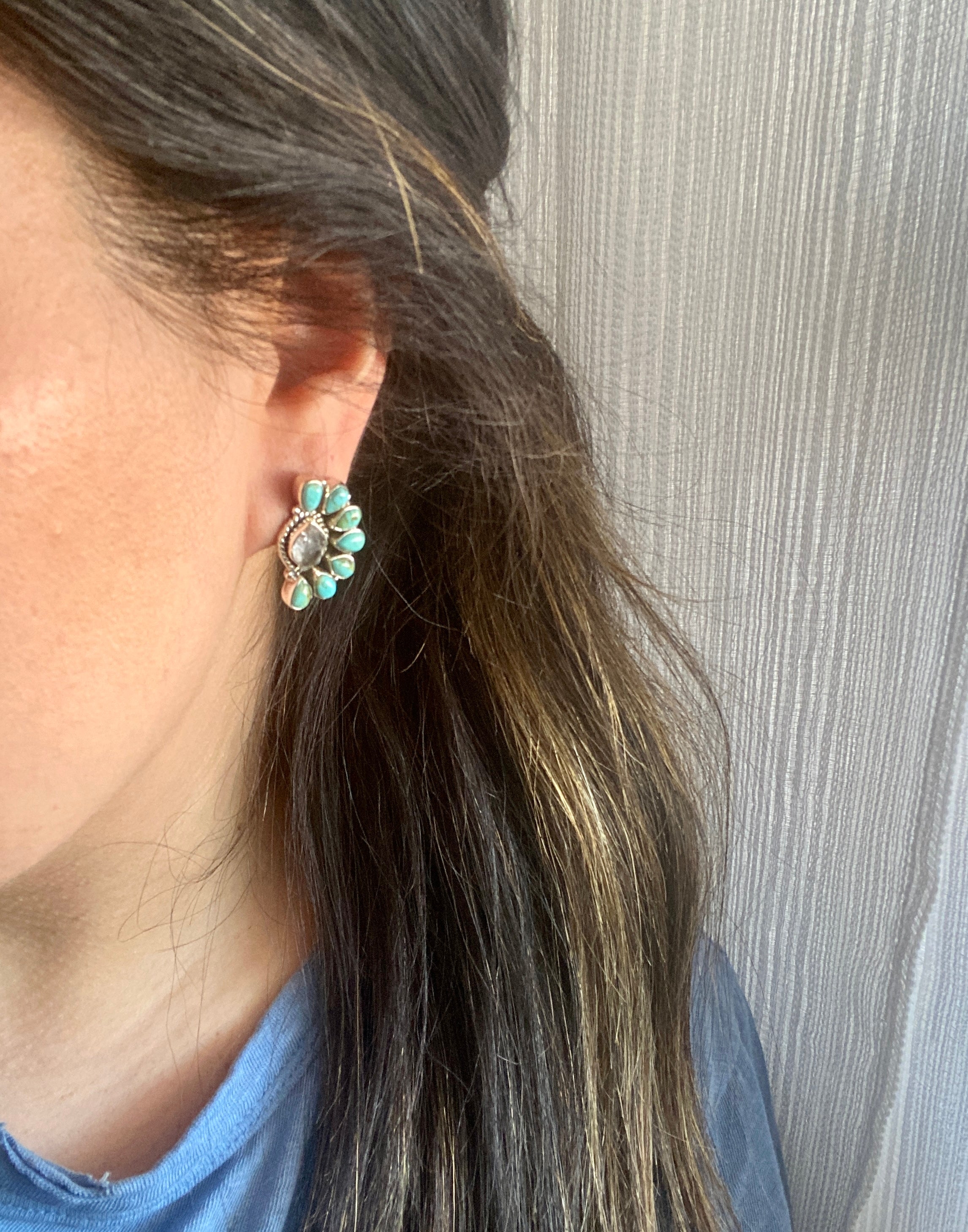 #11 Southwest Handmade Multi Stone & Sterling Silver Post Earrings
