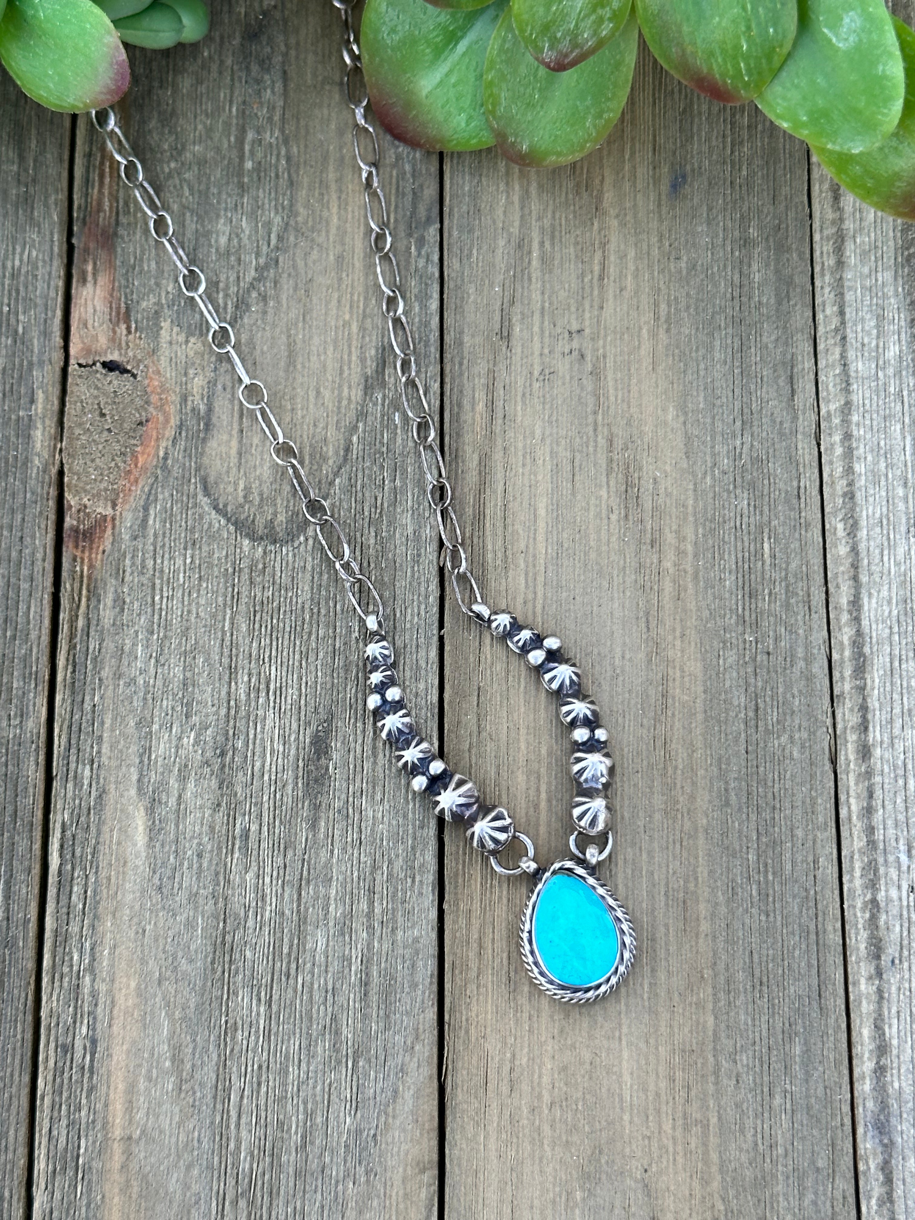 Kim Enrico Kingman Turquoise and Sterling Silver Necklace