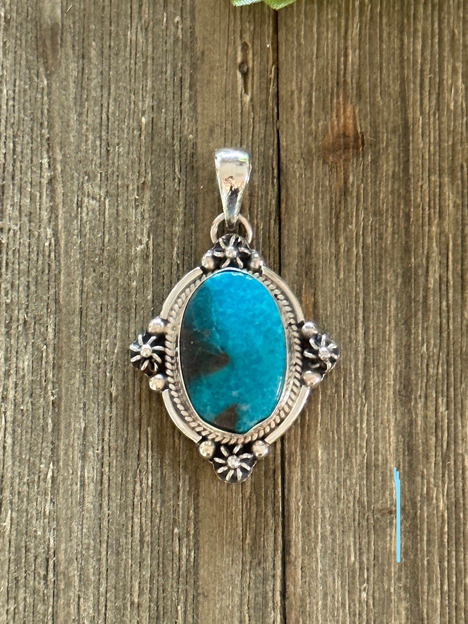 Southwest Made Kingman Turquoise & Sterling Silver Pendant