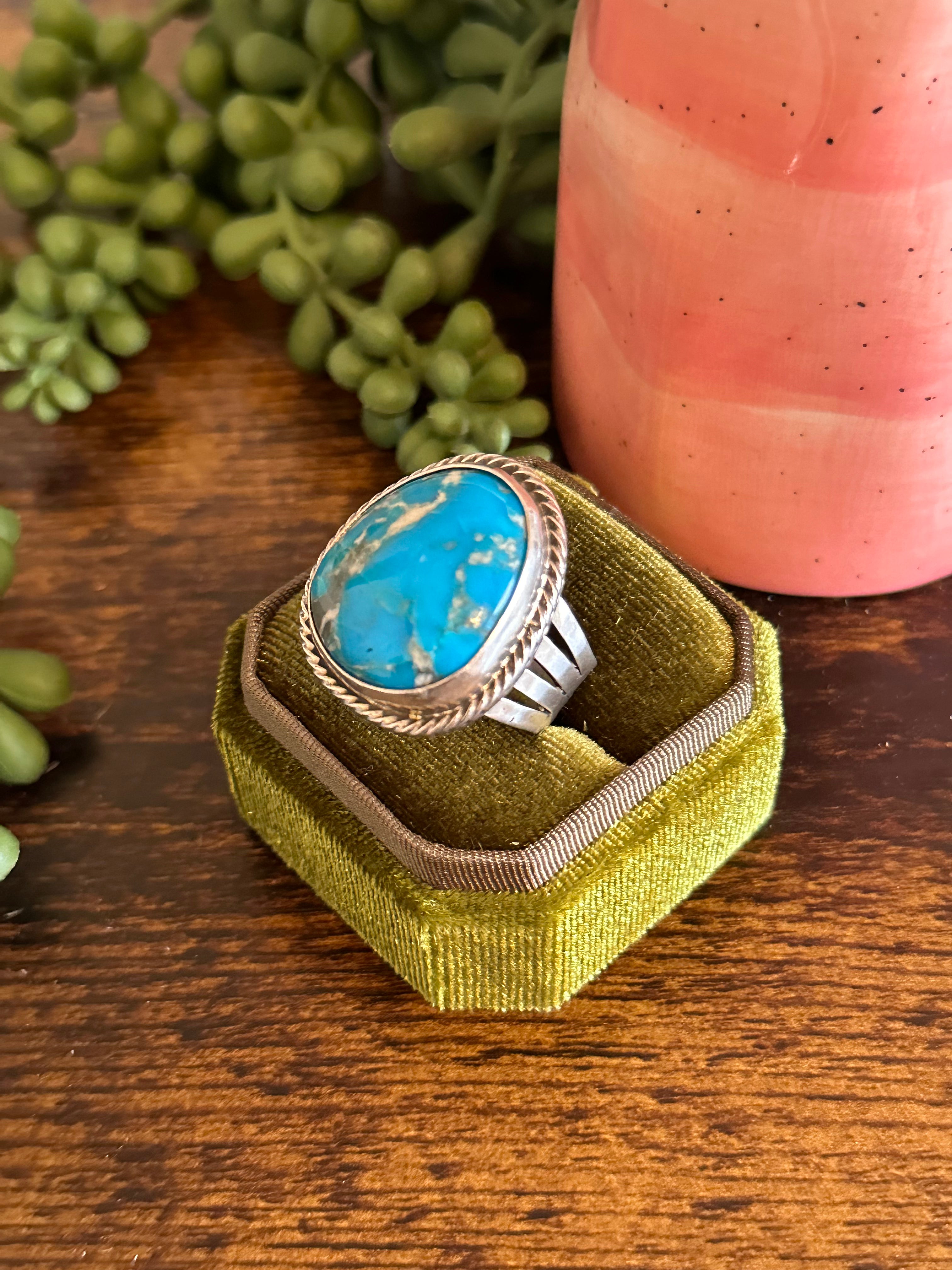 Alice McShirley Kingman Turquoise & Sterling Silver Ring Size 9.25