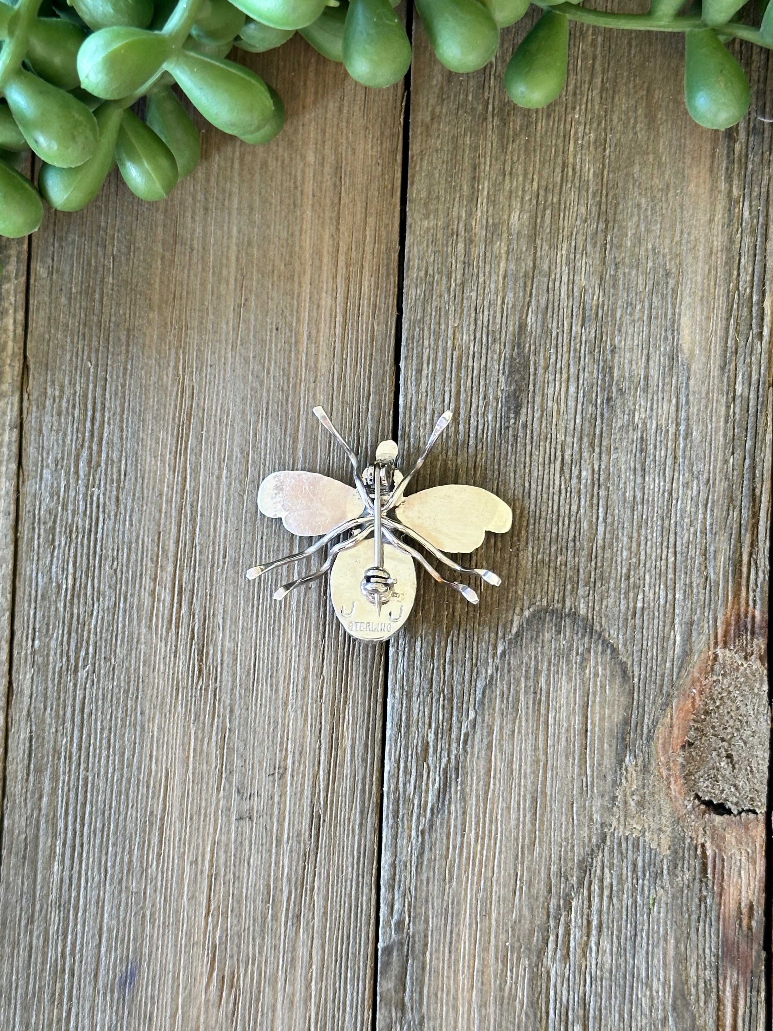 Navajo Made Multi Stone & Sterling Silver Pin