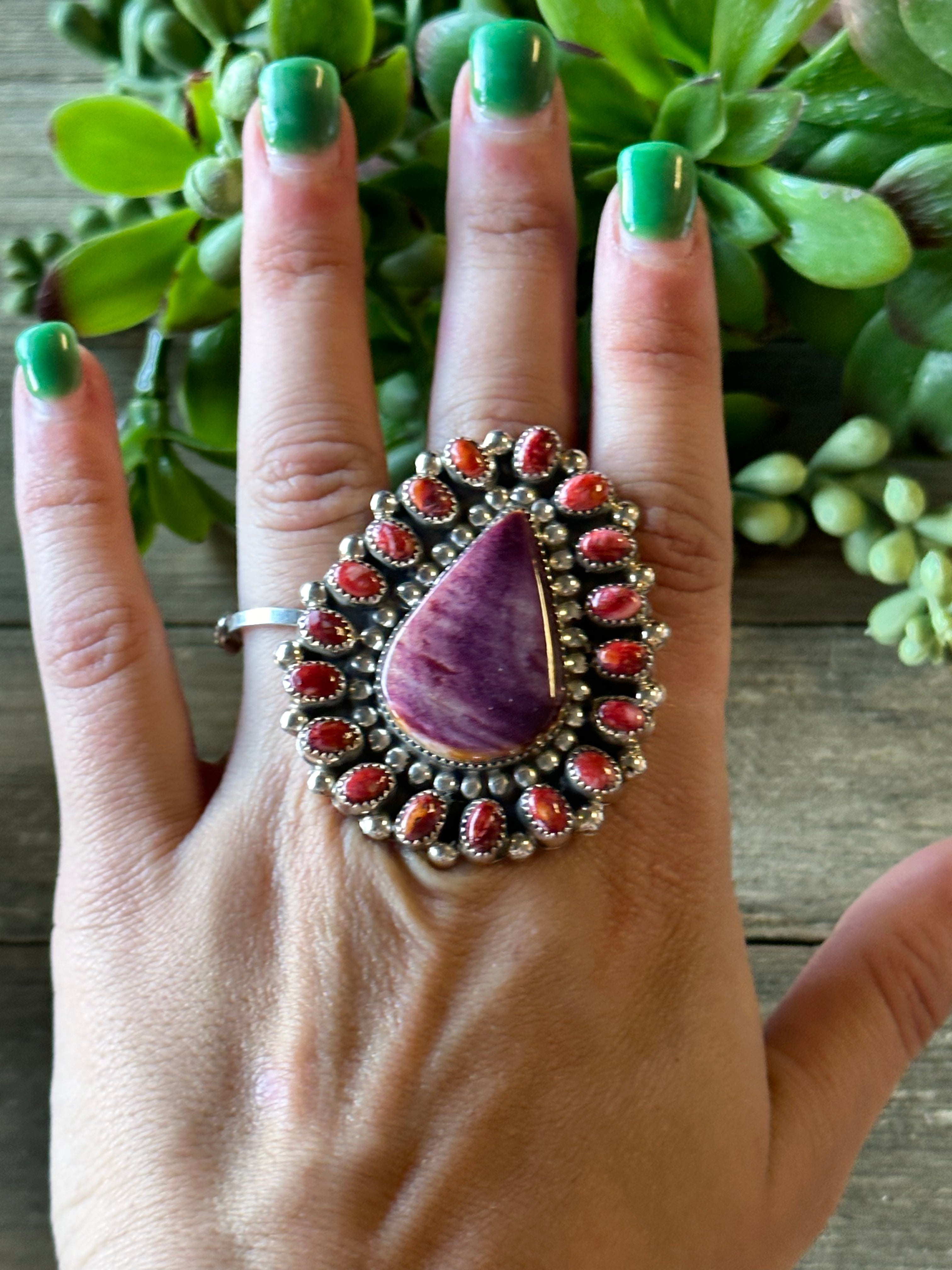 Darlene Begay Multi Stone & Sterling Silver Adjustable Ring