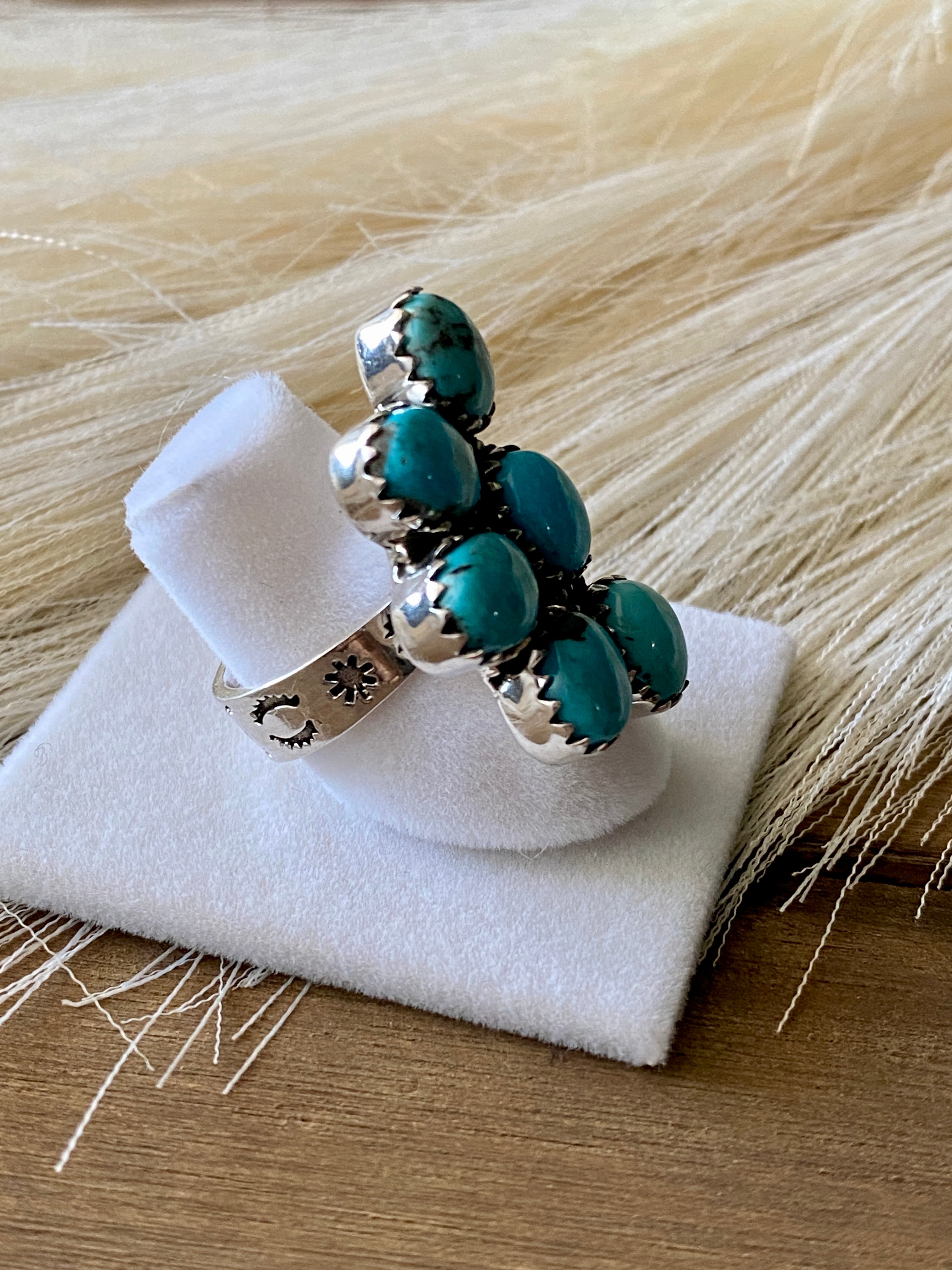 Southwest Handmade Kingman Turquoise & Sterling Silver Adjustable Ring