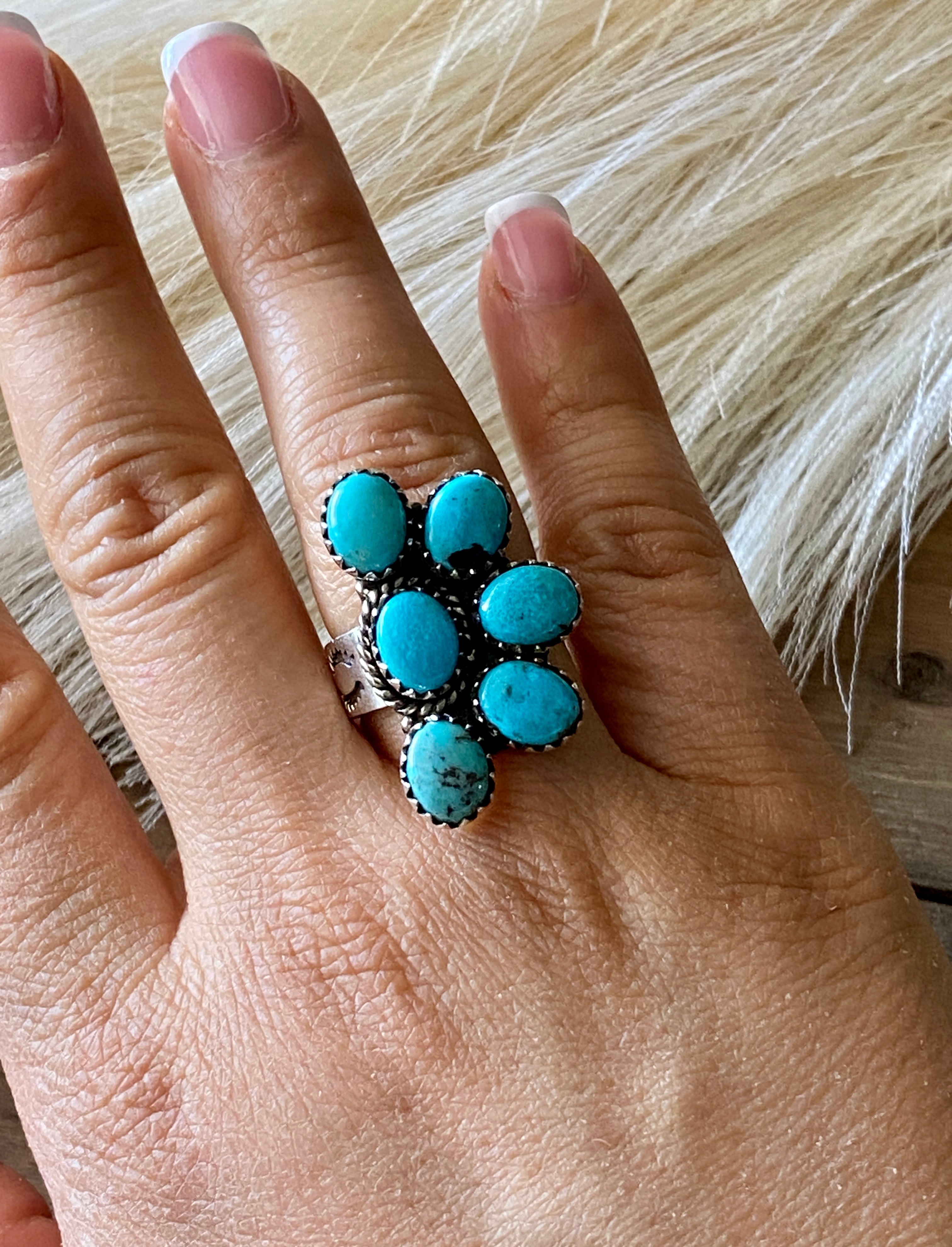 Southwest Handmade Kingman Turquoise & Sterling Silver Adjustable Ring