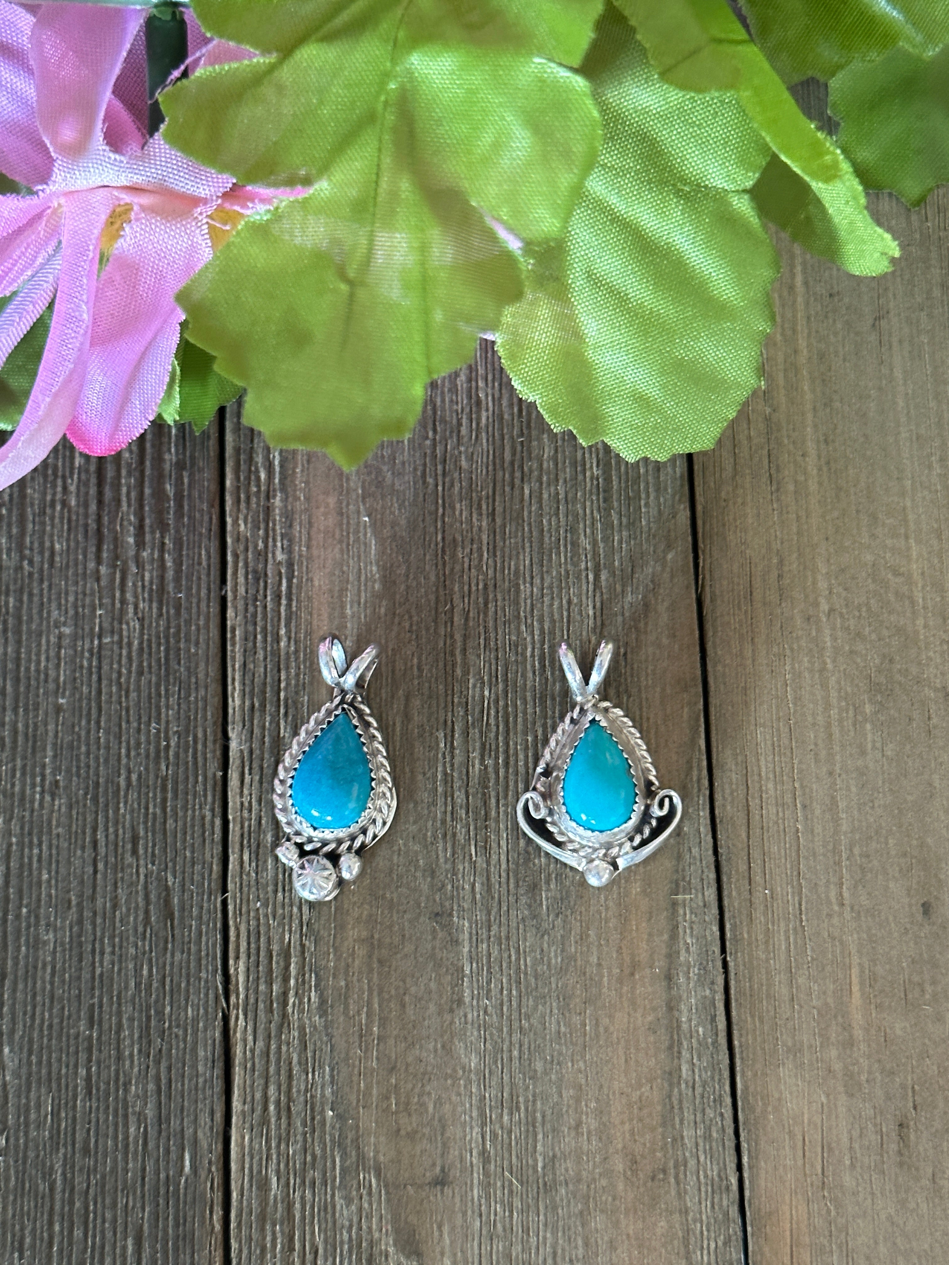 Navajo Made Kingman Turquoise & Sterling Silver Pendant